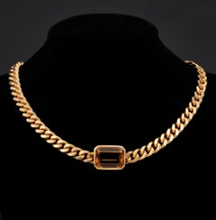 Vintage 17.15 Carat Madeira Citrine 82.5 Grams 18 Karat Gold Curb Necklace