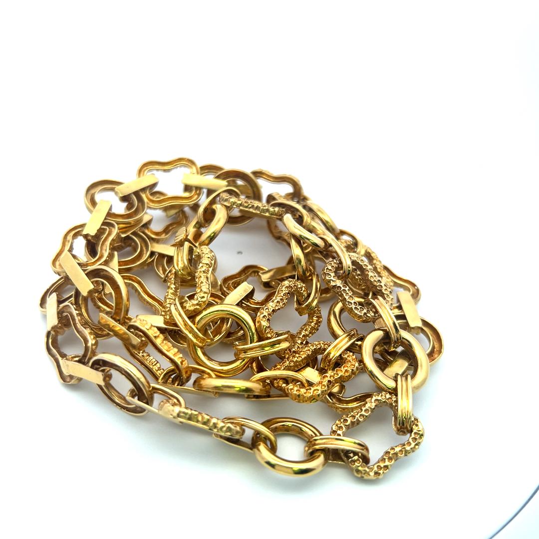 Collier à maillons vintage texturé et lisse en or jaune 18 carats 171,60 grammes en vente 6