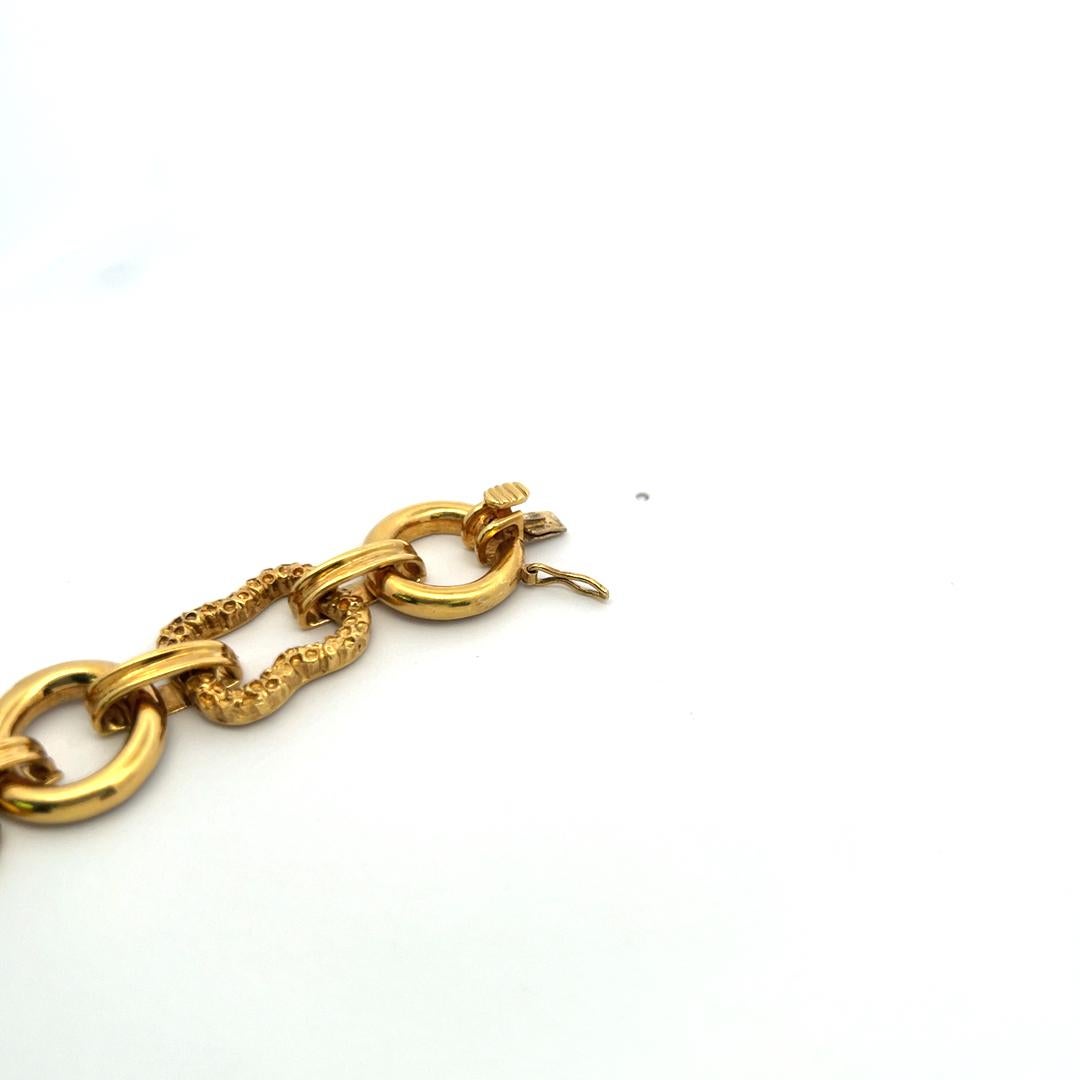 Collier à maillons vintage texturé et lisse en or jaune 18 carats 171,60 grammes en vente 7