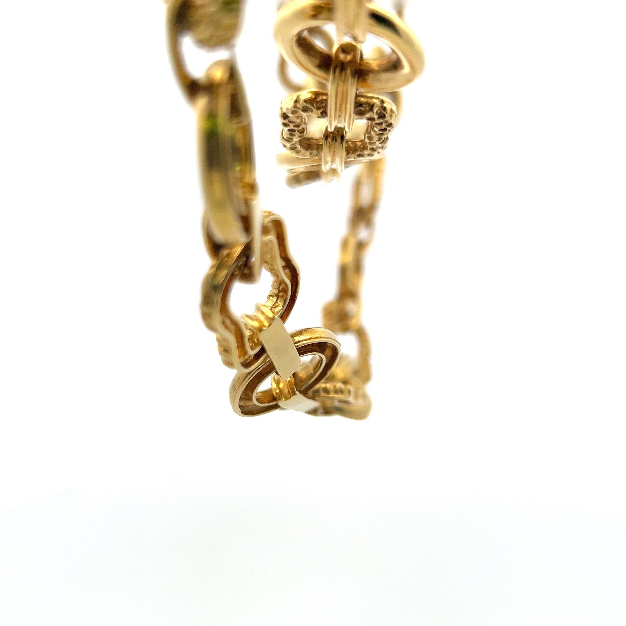 Collier à maillons vintage texturé et lisse en or jaune 18 carats 171,60 grammes en vente 3