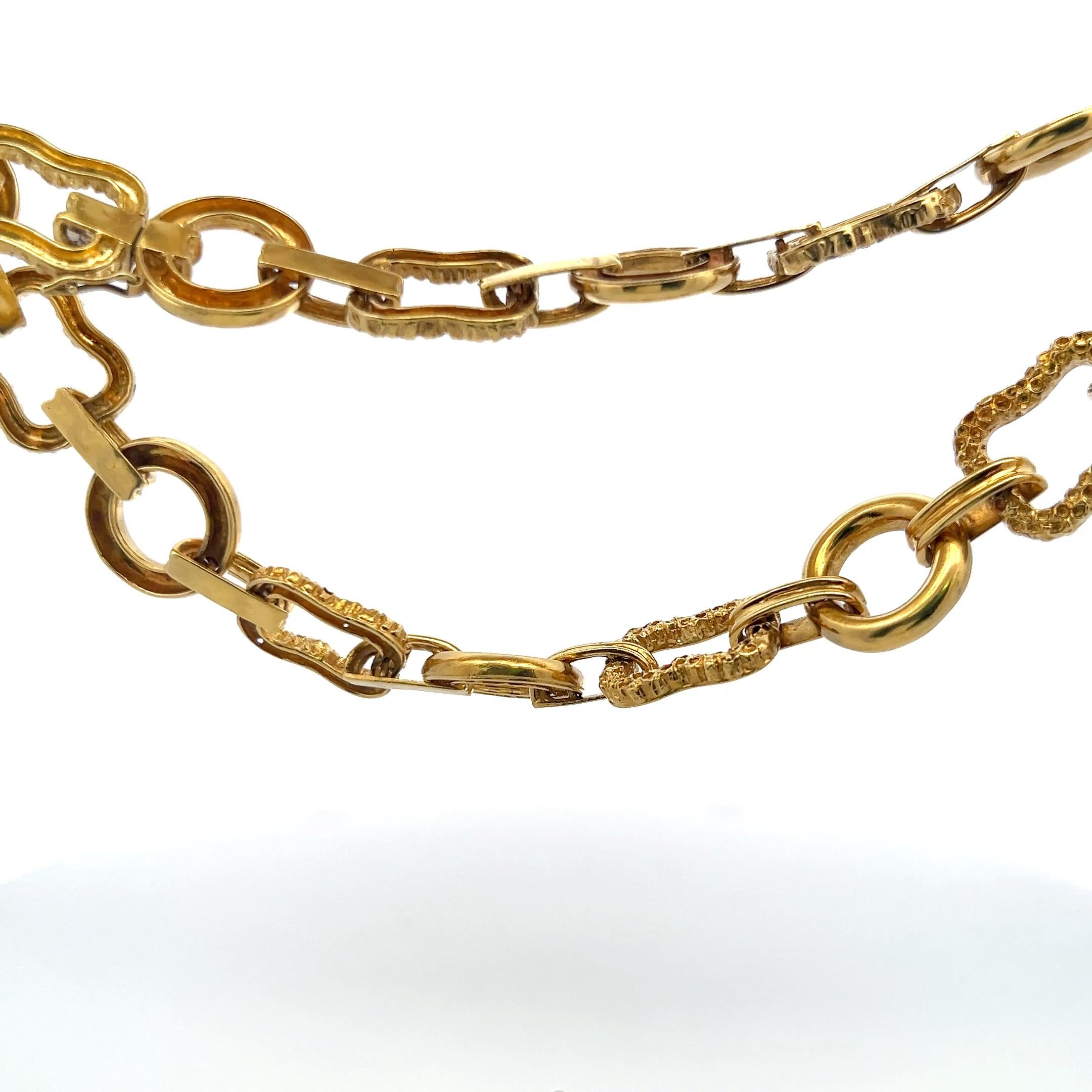 Collier à maillons vintage texturé et lisse en or jaune 18 carats 171,60 grammes en vente 4