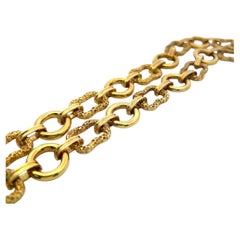Vintage 171,60 Gramm strukturierte und glatte 18 Karat Gelbgold Gliederhalskette