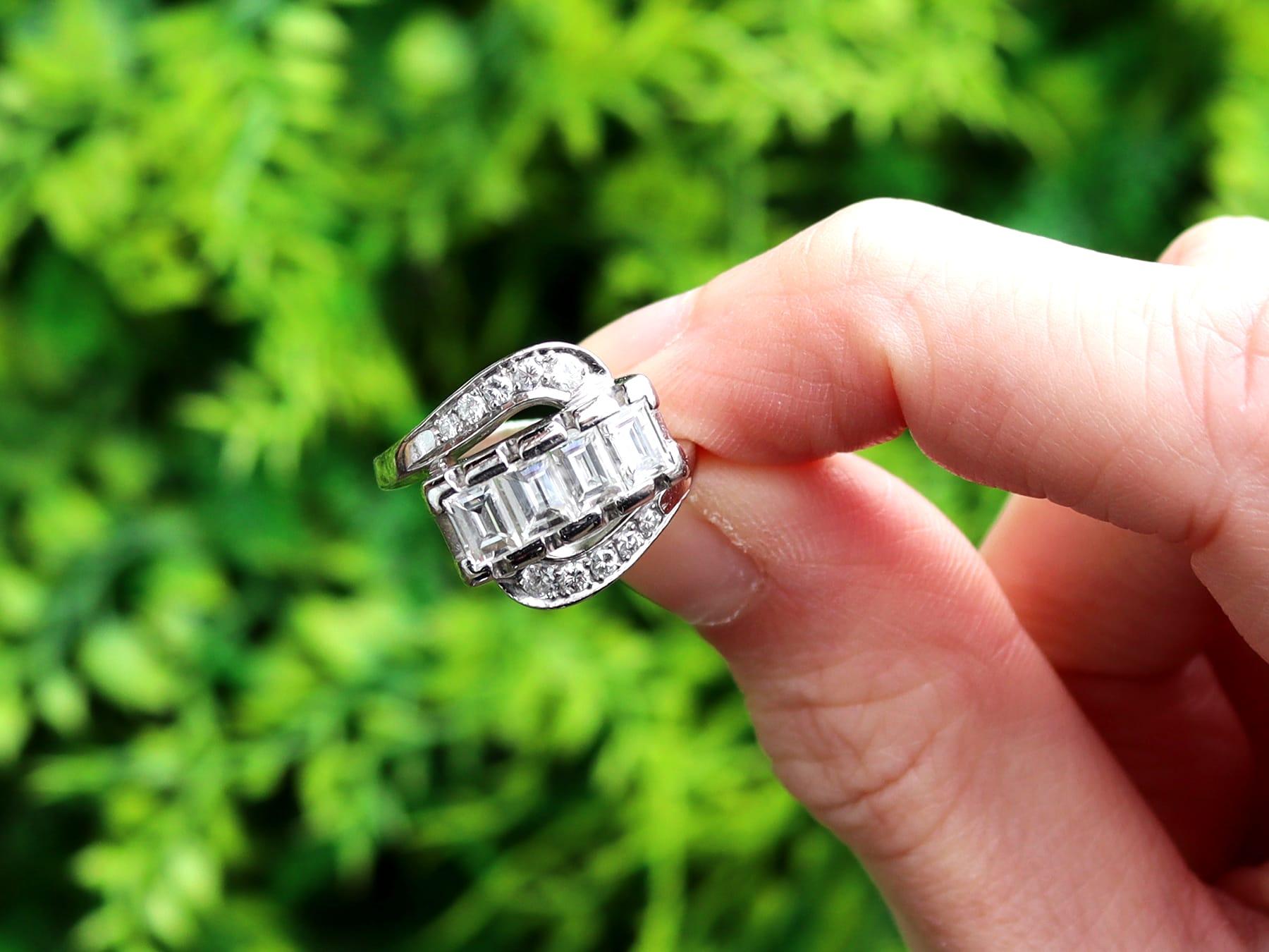 A stunning, fine and impressive vintage 1.71 carat diamond and platinum twist style engagement ring; part of our diverse vintage diamond ring collections.

This stunning, fine and impressive vintage diamond ring has been crafted in platinum.

The