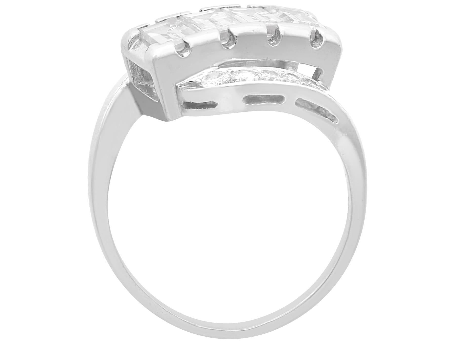 Women's or Men's Vintage 1.71Ct Diamond and Platinum Twist Ring Circa 1950 For Sale