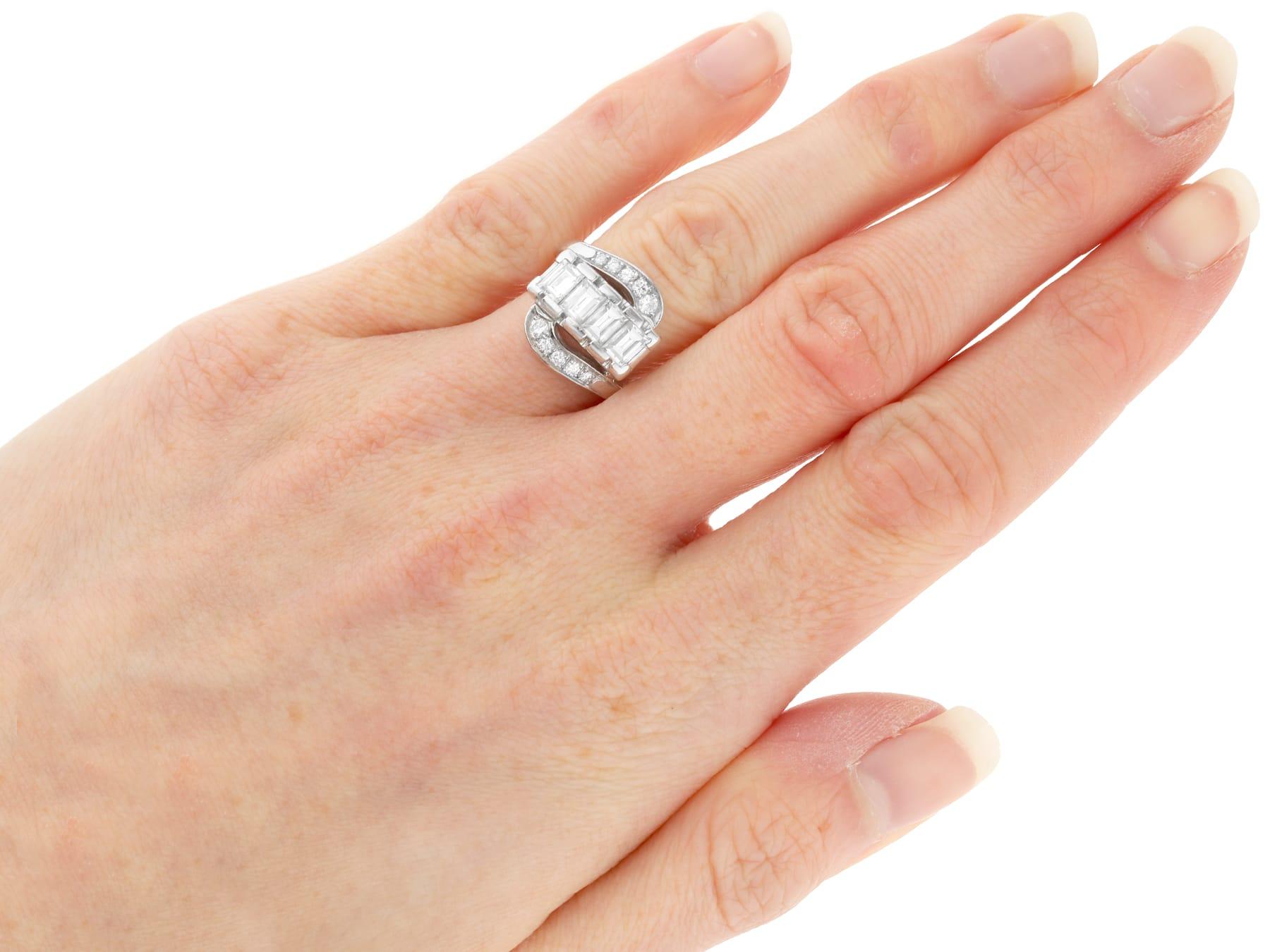 Vintage 1.71Ct Diamond and Platinum Twist Ring Circa 1950 For Sale 1