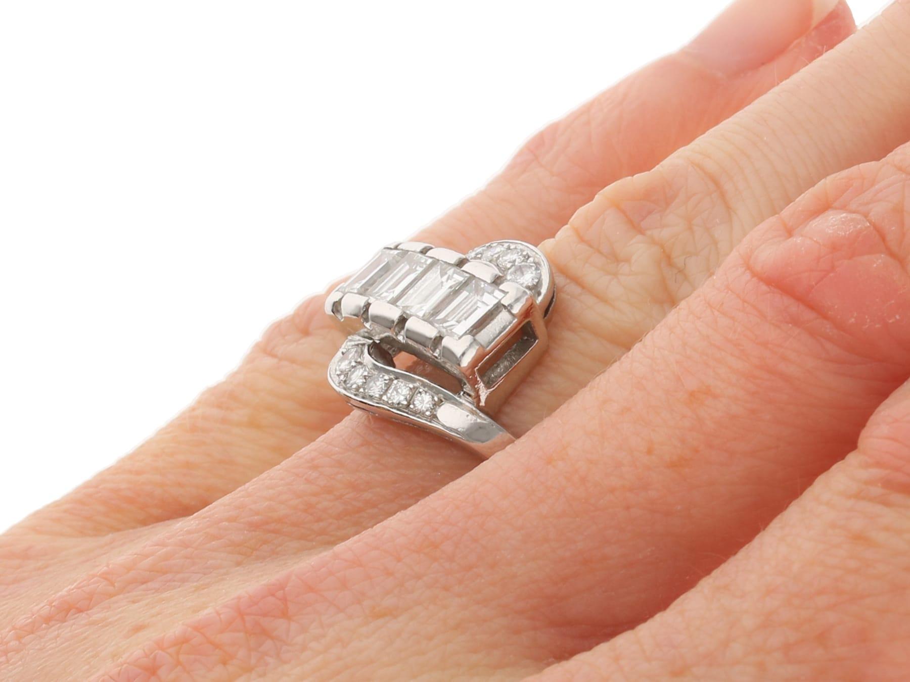 Vintage 1.71Ct Diamond and Platinum Twist Ring Circa 1950 For Sale 2