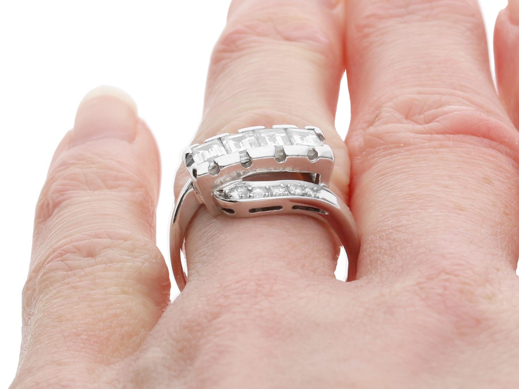 Vintage 1.71Ct Diamond and Platinum Twist Ring Circa 1950 For Sale 3
