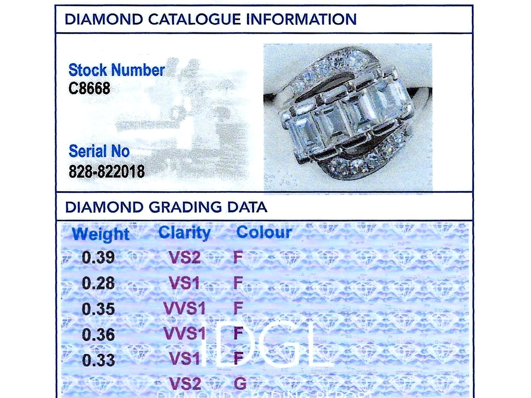 Vintage 1.71Ct Diamond and Platinum Twist Ring Circa 1950 For Sale 4