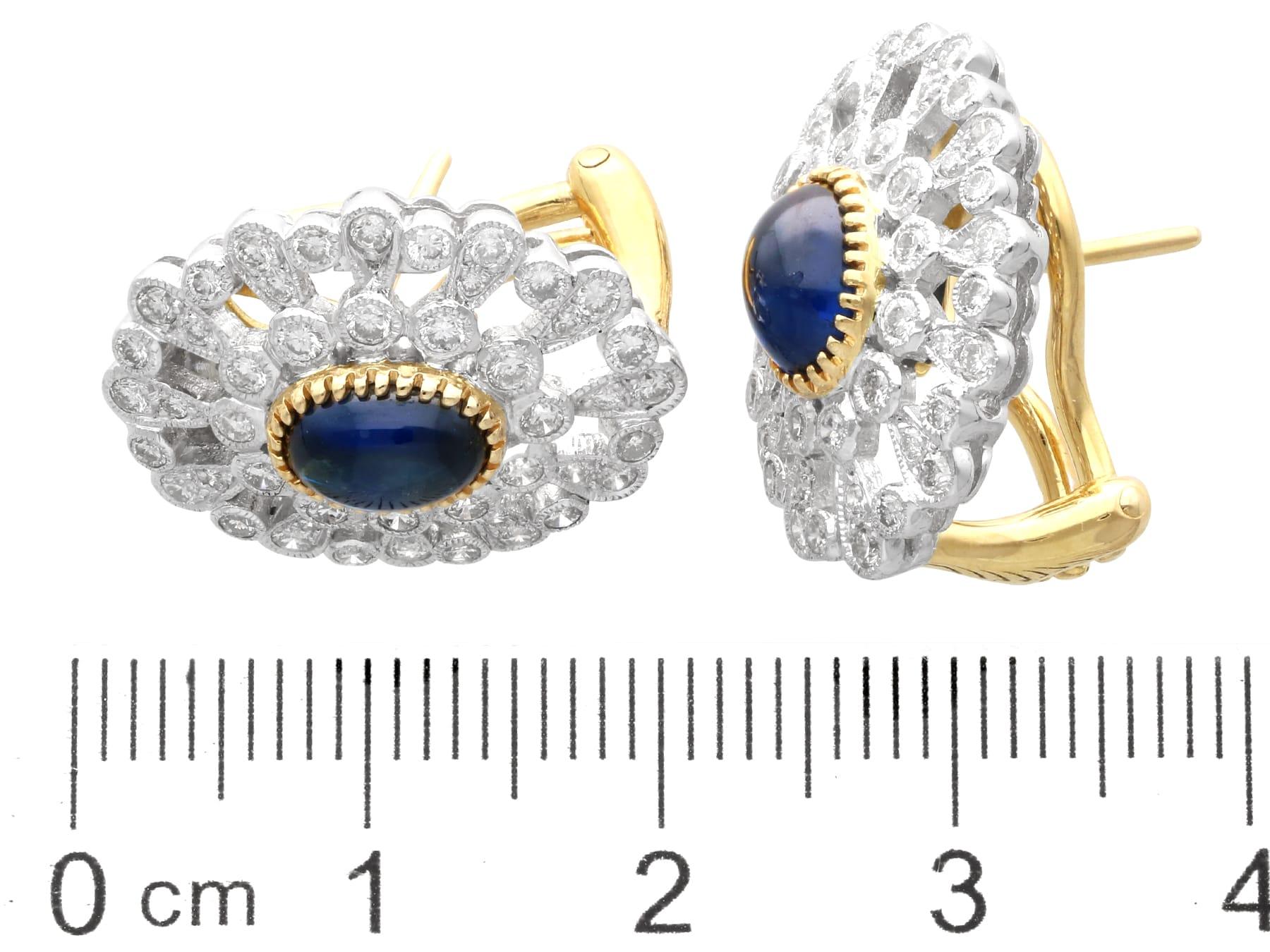 Vintage 1.72 Carat Sapphire and 1.80 Carat Diamond, Platinum Earrings Circa 1990 For Sale 6
