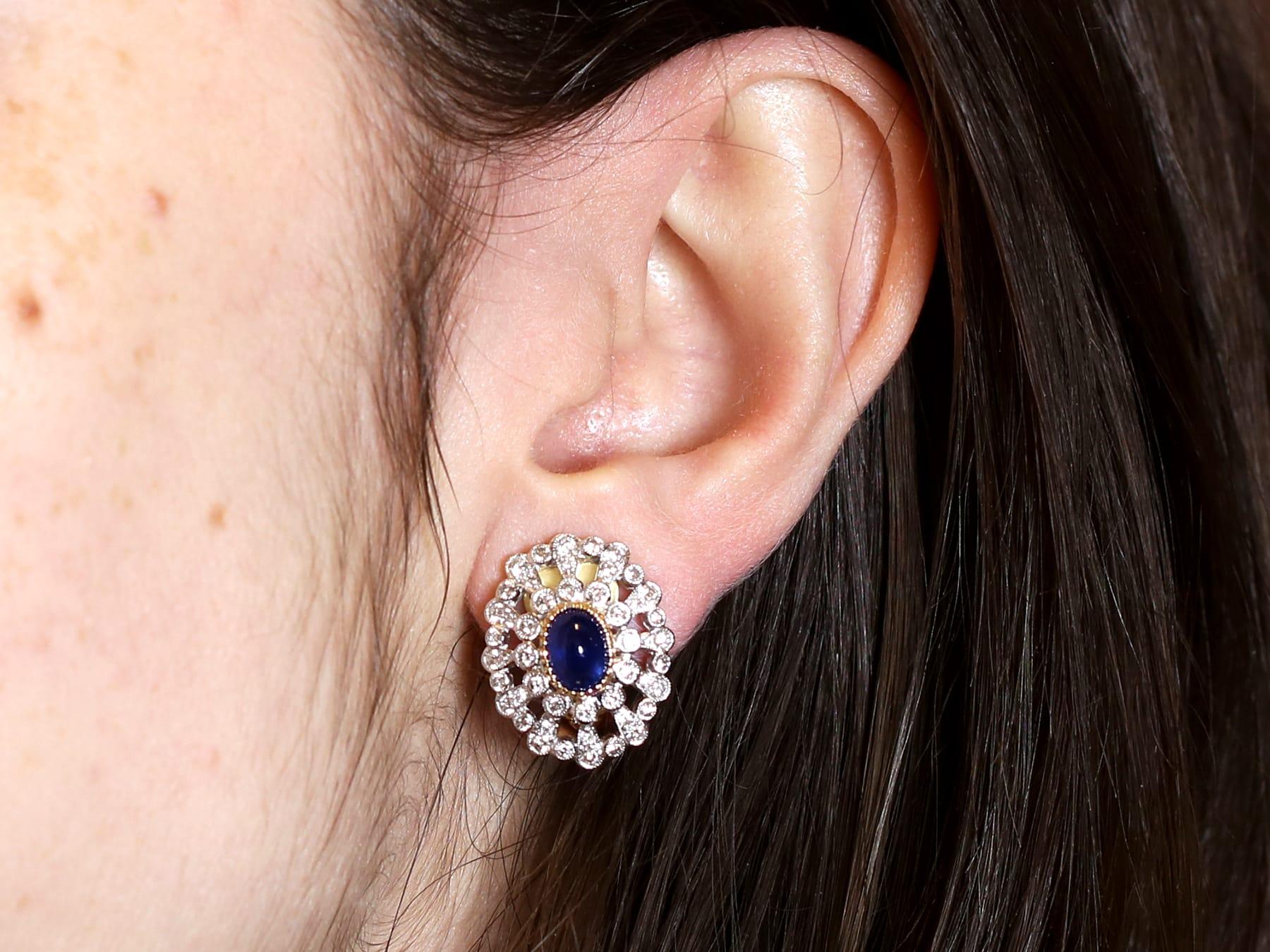 Vintage 1.72 Carat Sapphire and 1.80 Carat Diamond, Platinum Earrings Circa 1990 For Sale 8