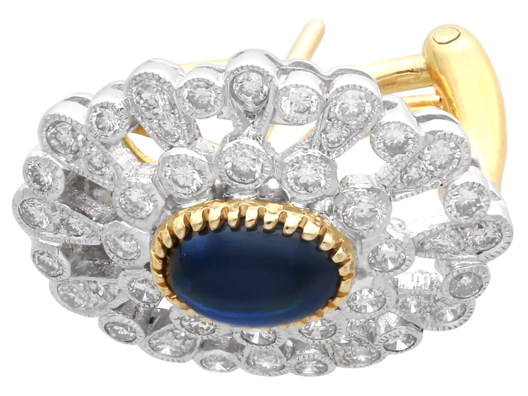 Vintage 1.72 Carat Sapphire and 1.80 Carat Diamond, Platinum Earrings Circa 1990 For Sale 1
