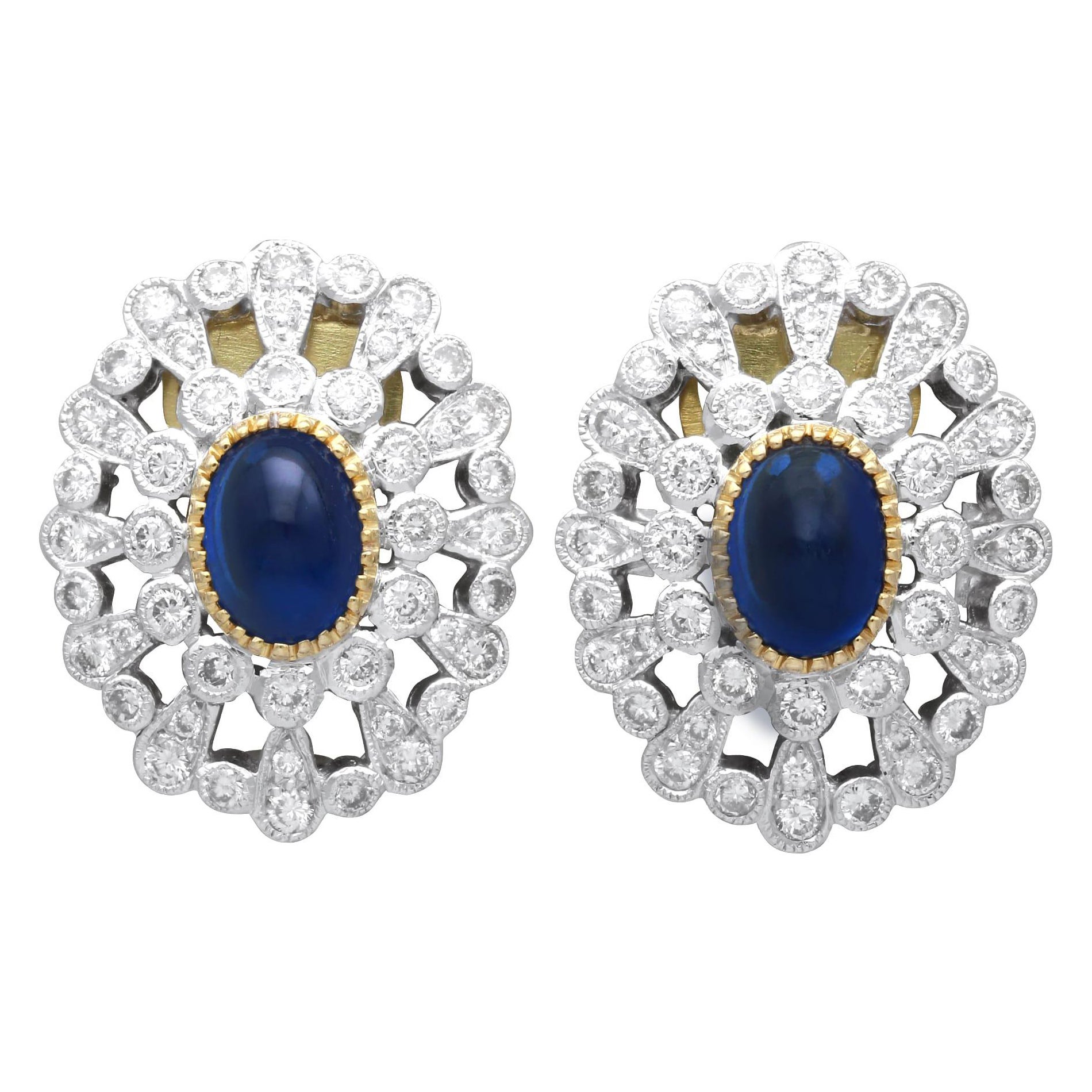 Orecchini vintage in platino con zaffiro da 1,72 carati e diamante da 1,80 carati CIRCA 1990