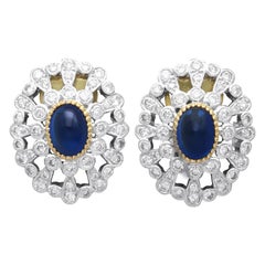 Orecchini vintage in platino con zaffiro da 1,72 carati e diamante da 1,80 carati CIRCA 1990
