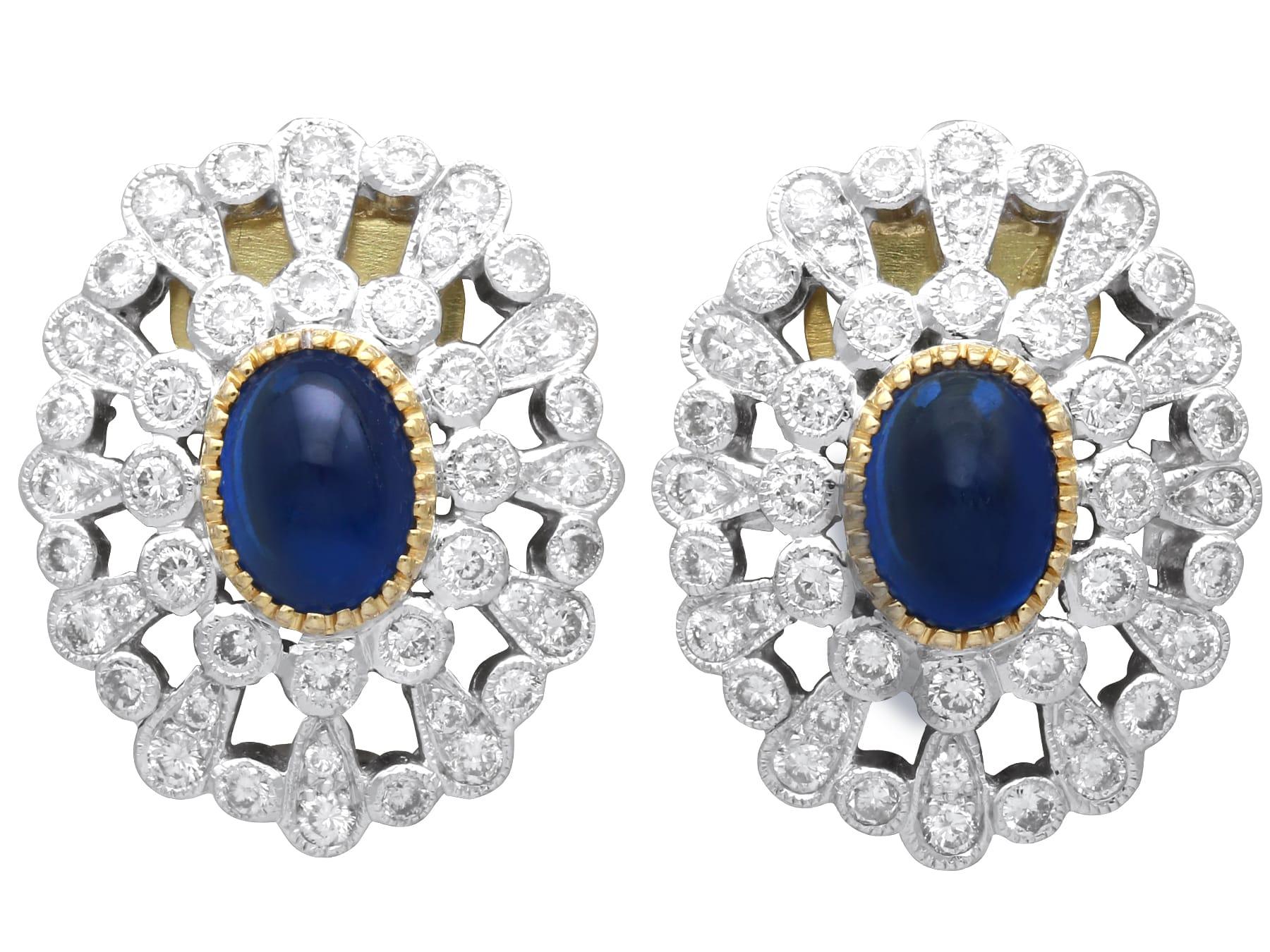 Pendientes vintage de zafiro de 1,72 quilates y diamantes de 1,80 quilates, platino Circa 1990
