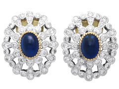 Pendientes vintage de zafiro de 1,72 quilates y diamantes de 1,80 quilates, platino Circa 1990