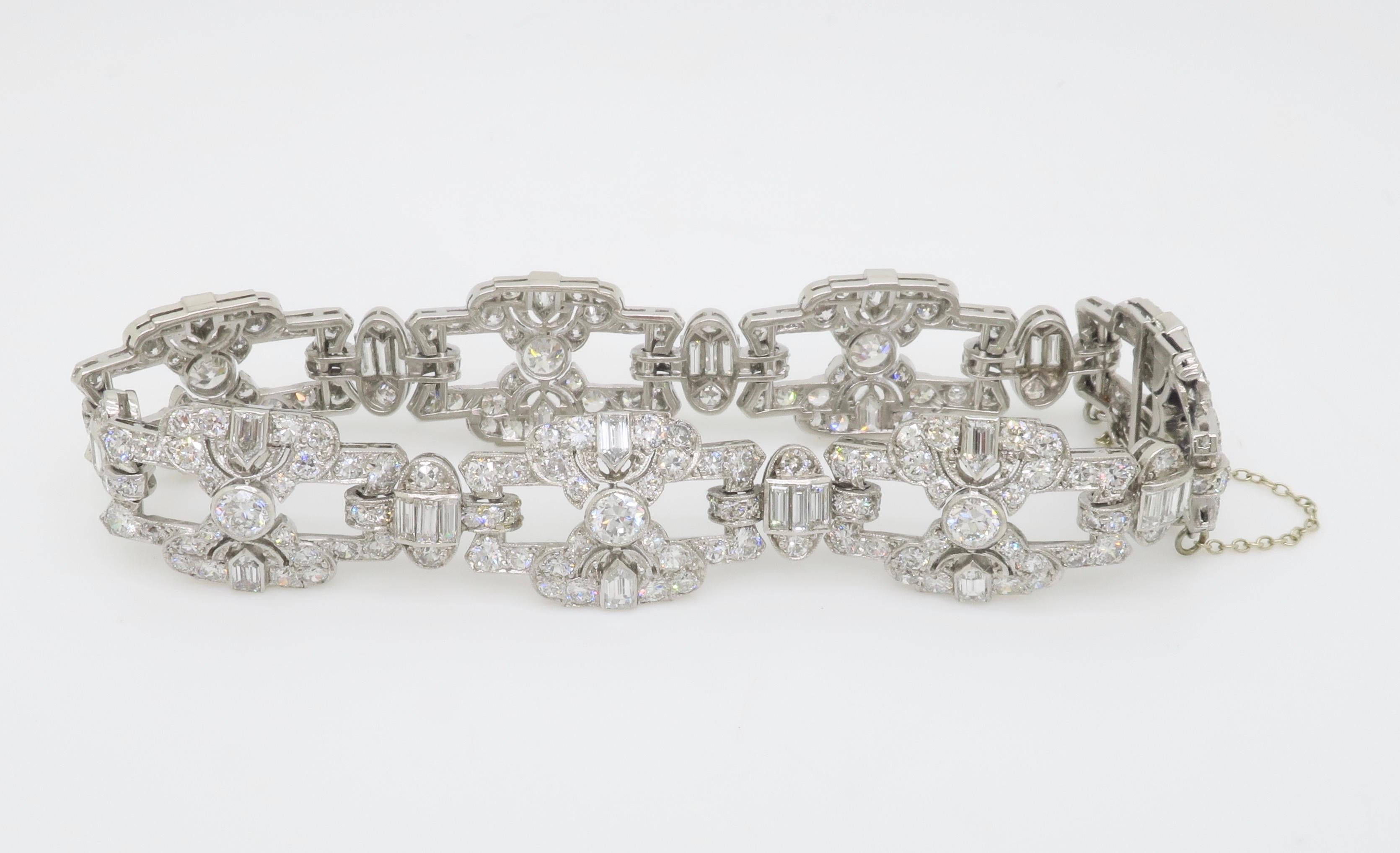 Vintage 17.26CTW Diamond Platinum Bracelet For Sale 5