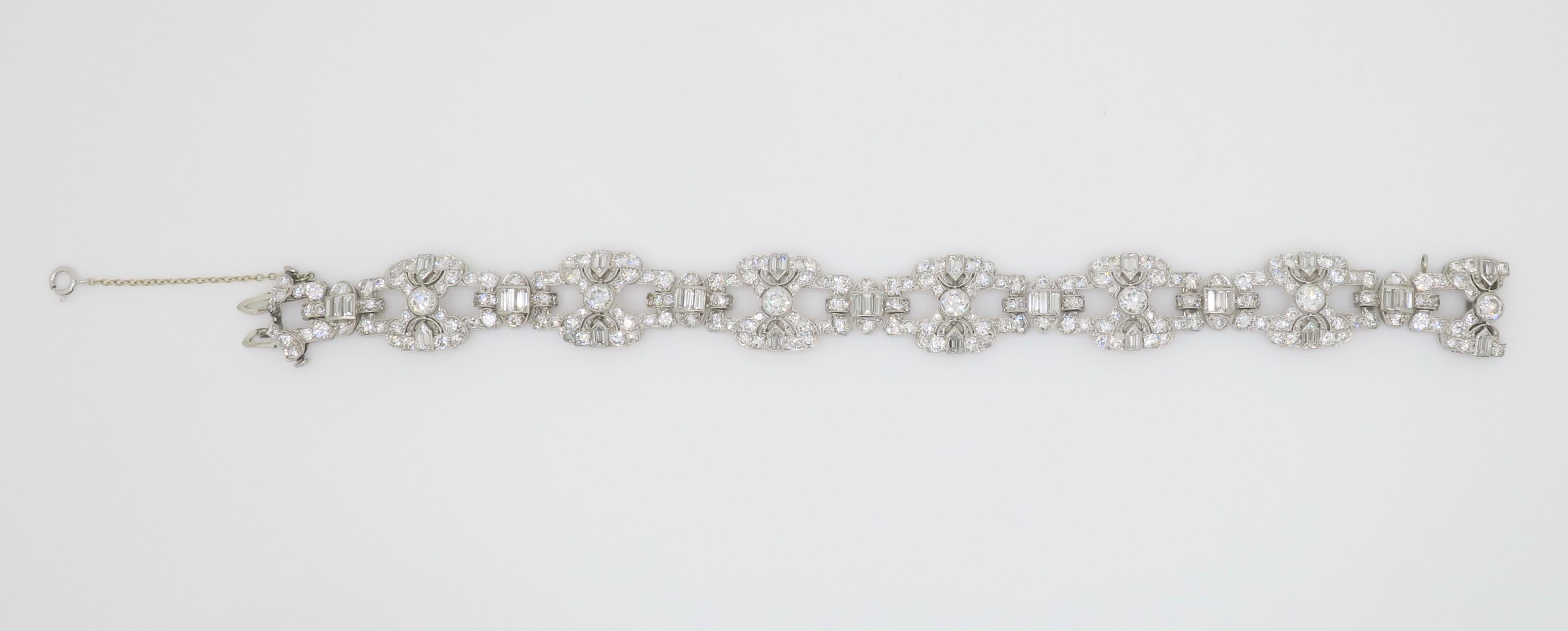 Vintage 17.26CTW Diamond Platinum Bracelet For Sale 6