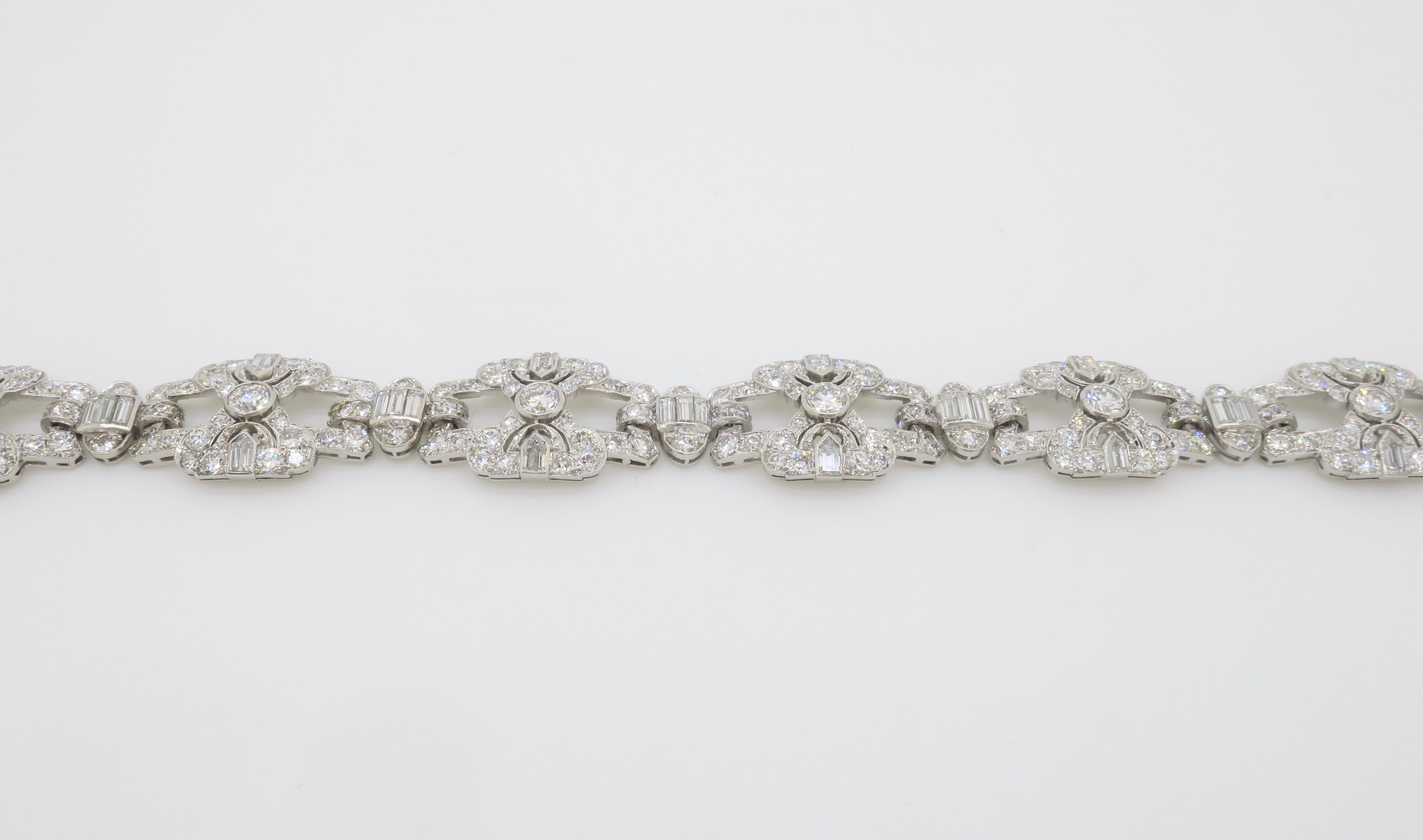 Vintage 17.26CTW Diamond Platinum Bracelet For Sale 7