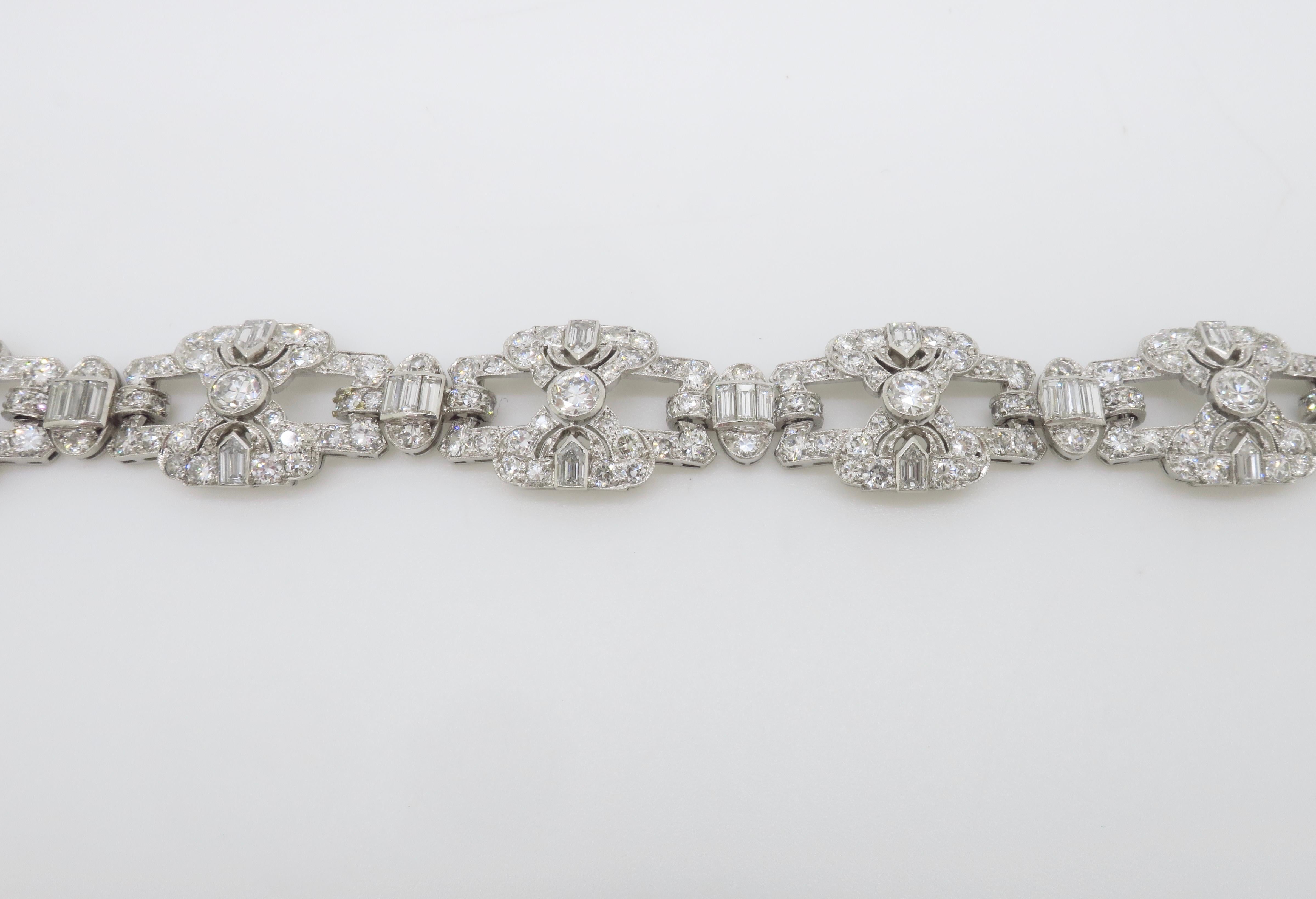 Vintage 17.26CTW Diamond Platinum Bracelet For Sale 8