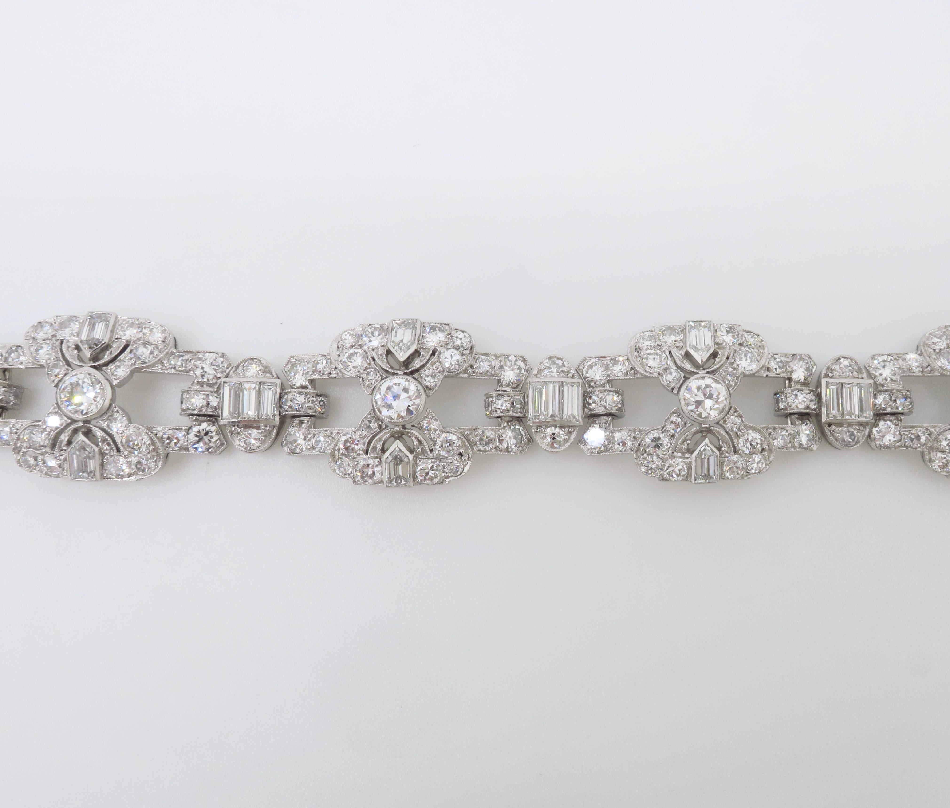 Vintage 17.26CTW Diamond Platinum Bracelet For Sale 9