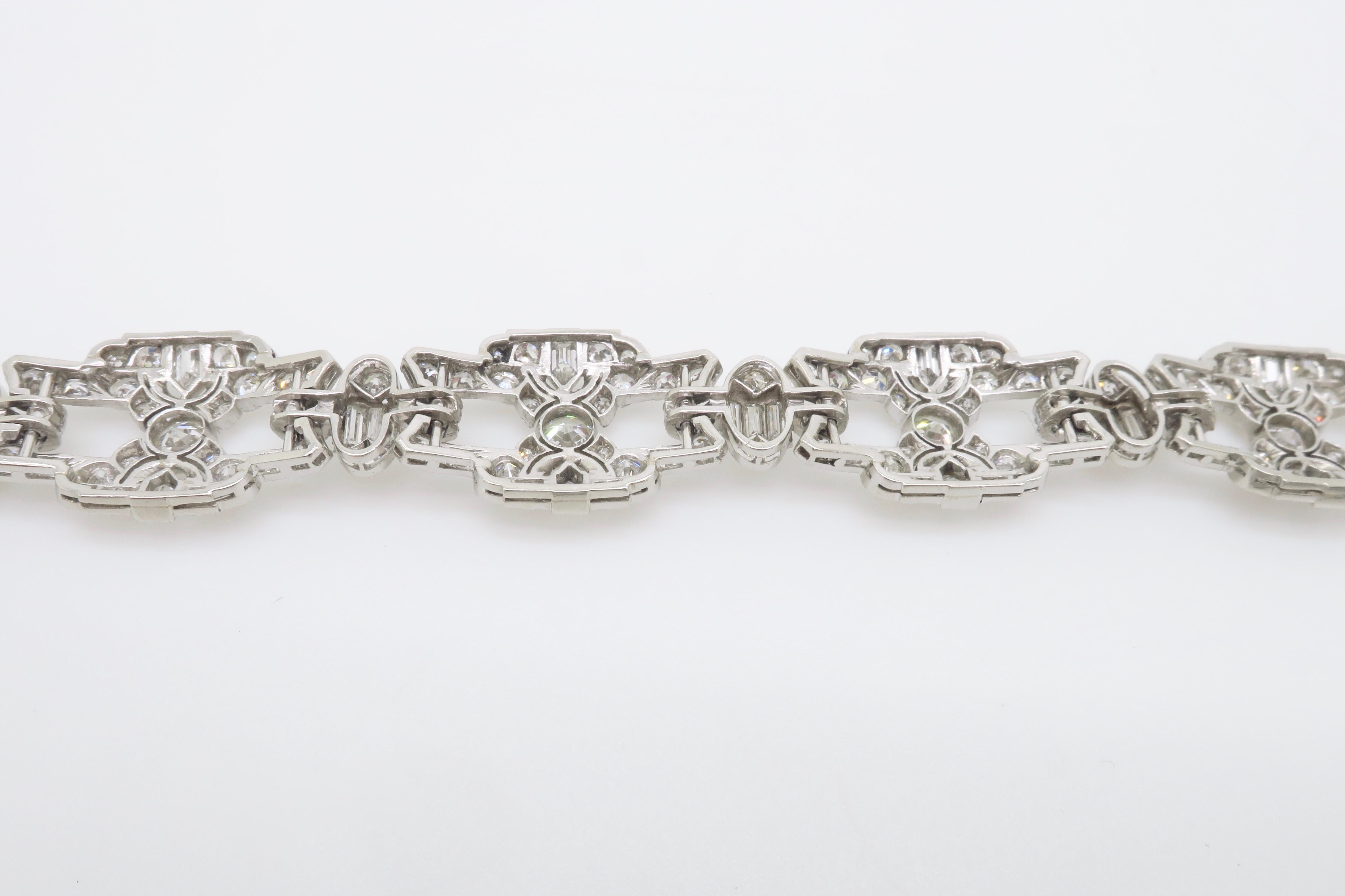 Vintage 17.26CTW Diamond Platinum Bracelet For Sale 10