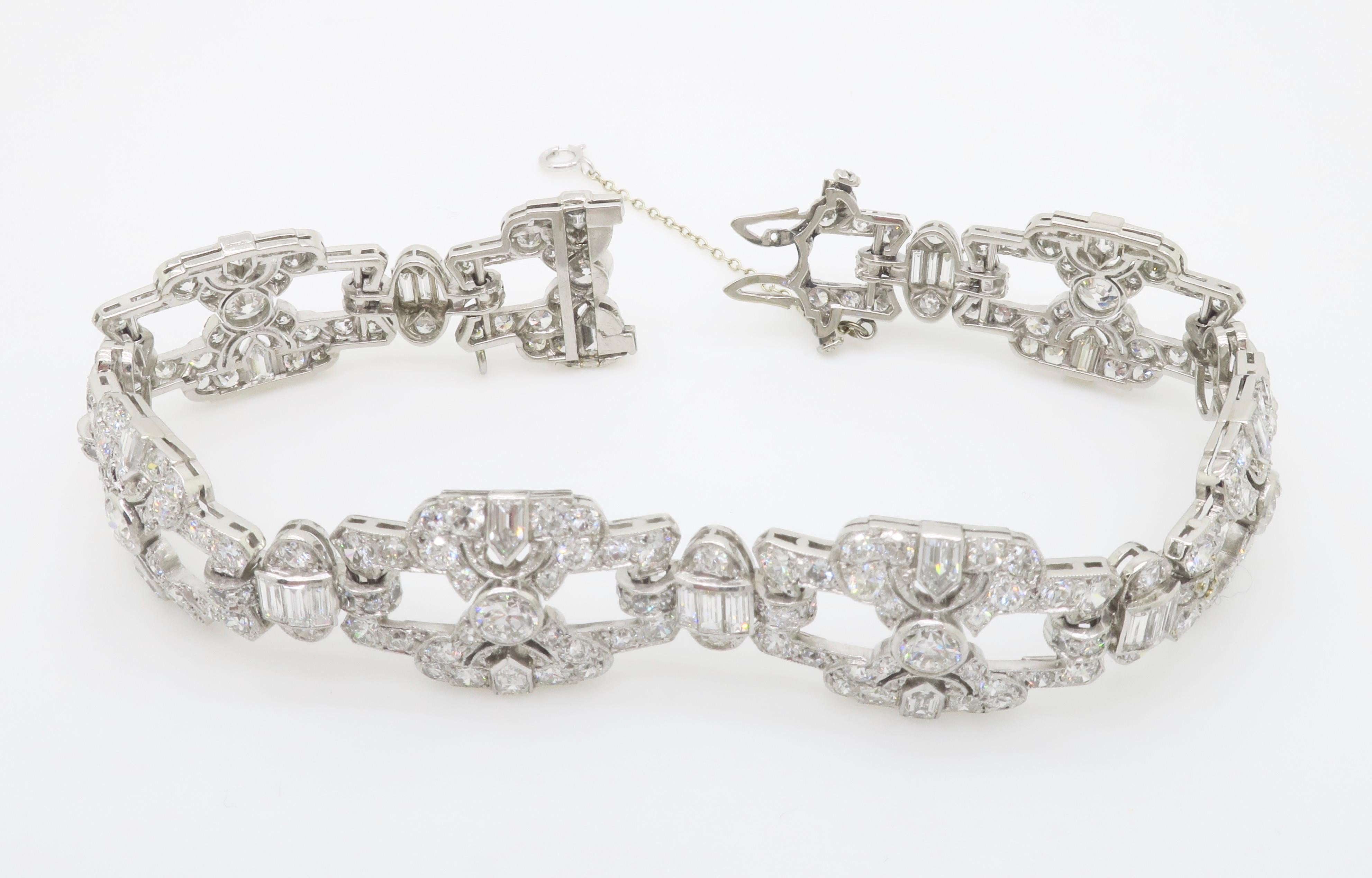 Vintage 17.26CTW Diamond Platinum Bracelet For Sale 11