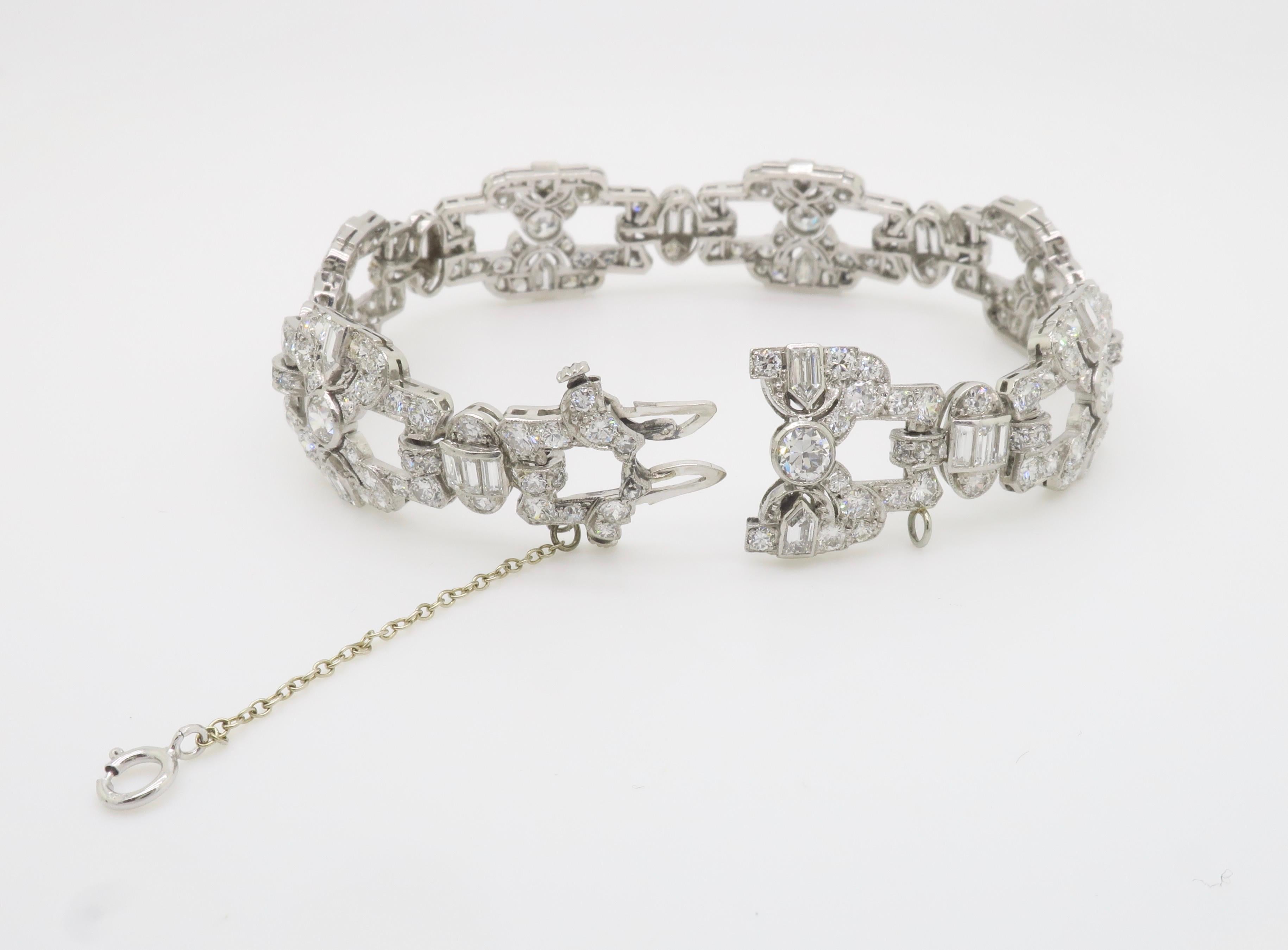 Vintage 17.26CTW Diamond Platinum Bracelet For Sale 12