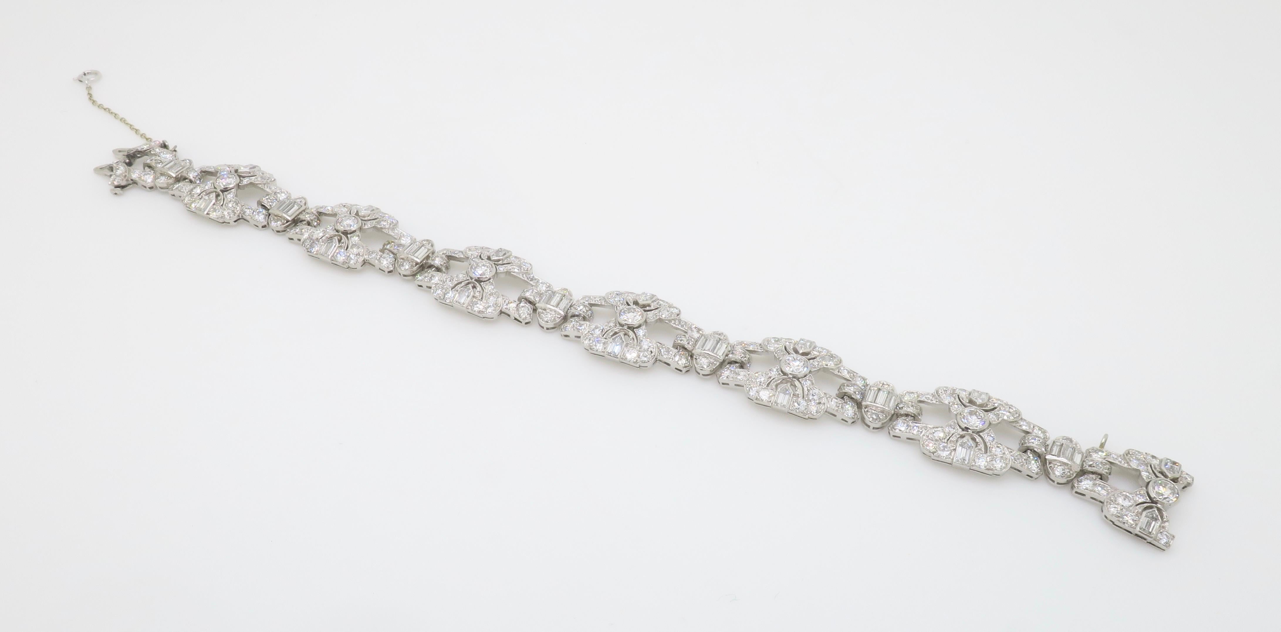 Vintage 17.26CTW Diamond Platinum Bracelet For Sale 13
