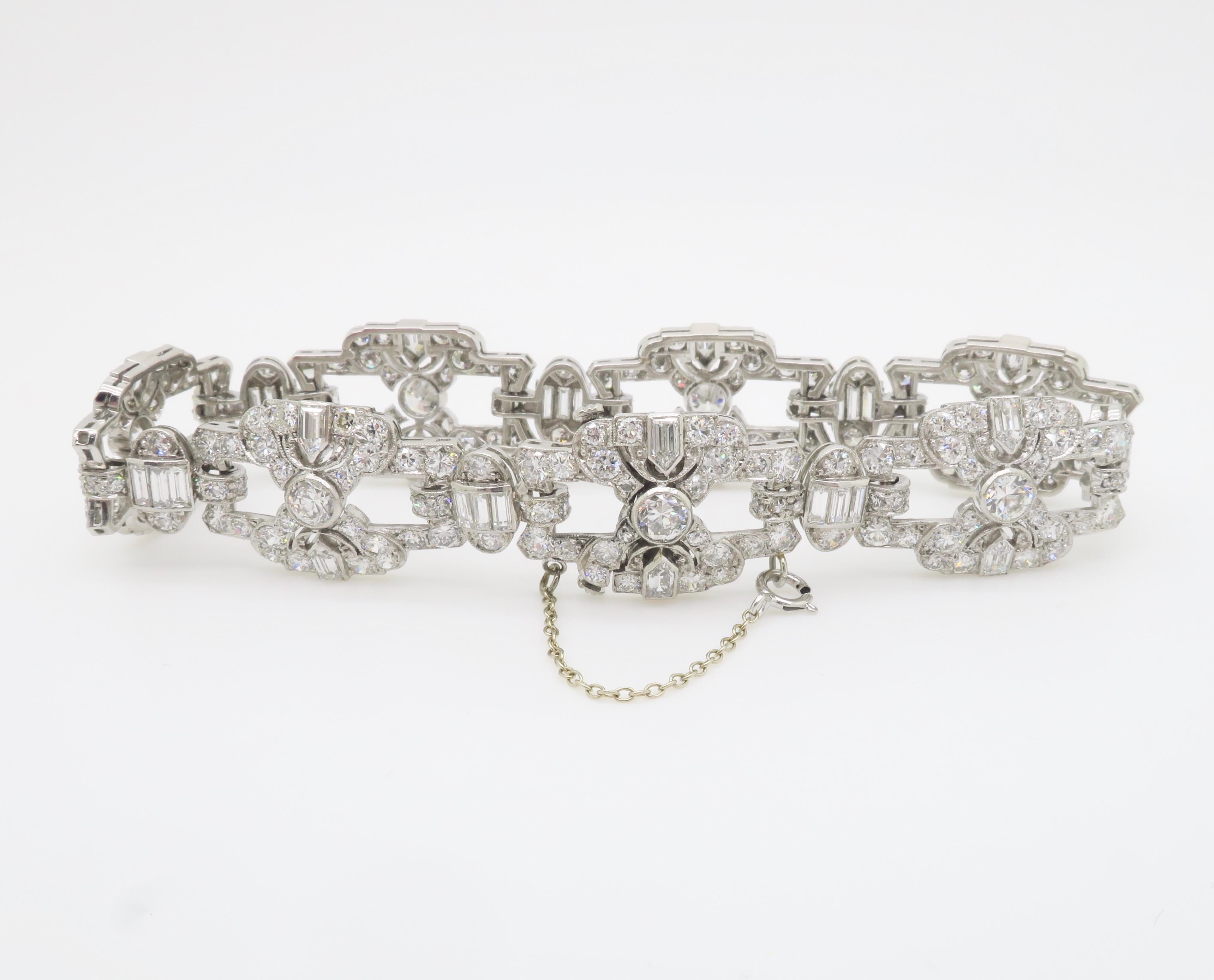 Vintage 17.26CTW Diamond Platinum Bracelet For Sale 15