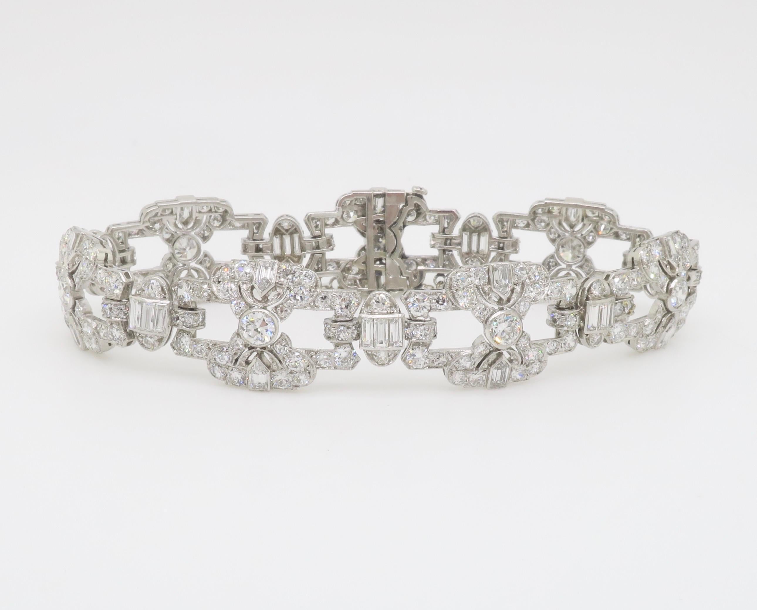 Vintage 17.26CTW Diamond Platinum Bracelet For Sale 4
