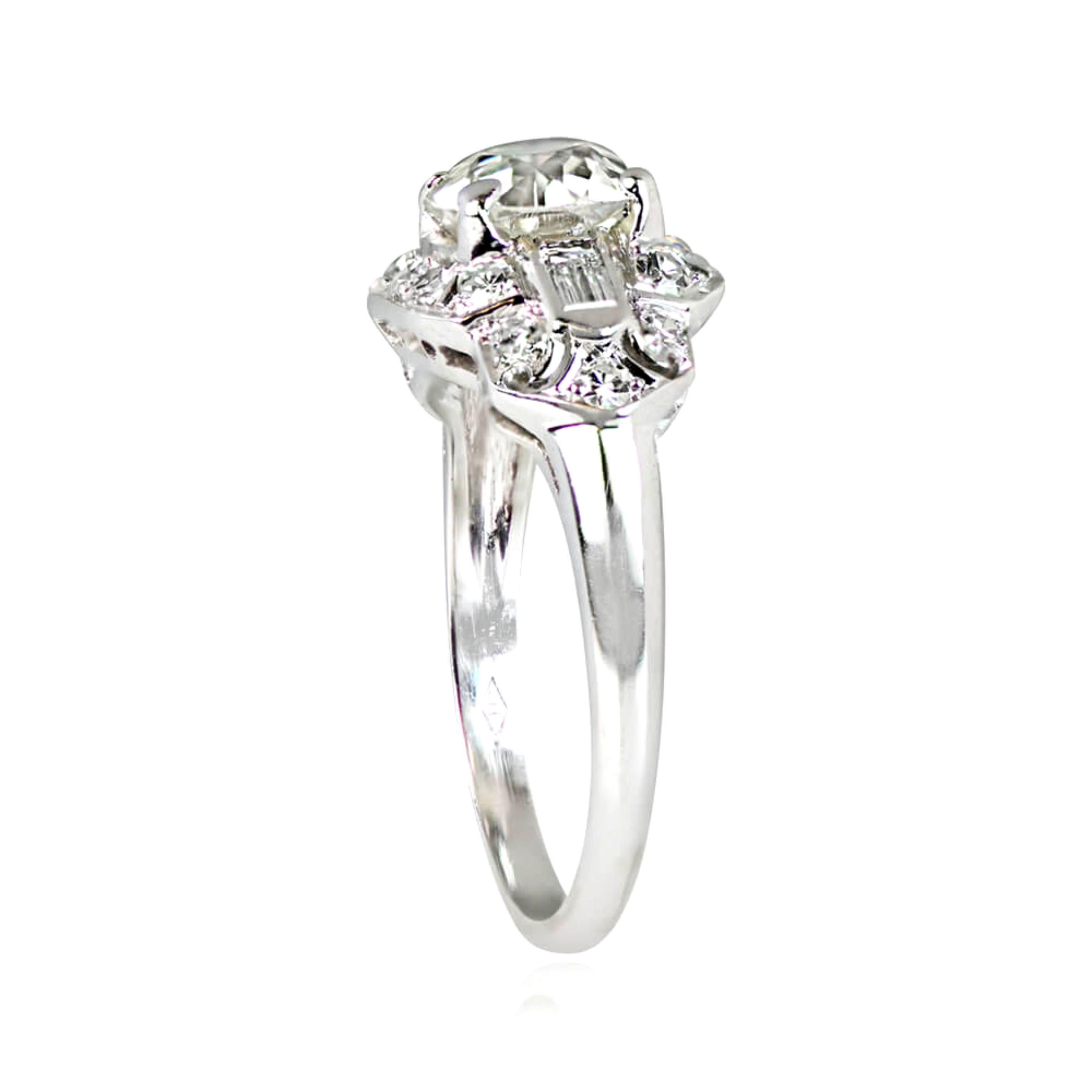 Art Deco Vintage 1.72 Carat Old Euro-Cut Diamond Engagement Ring, Platinum, circa 1930 For Sale