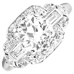 Vintage 1.72 Carat Old Euro-Cut Diamond Engagement Ring, Platinum, circa 1930