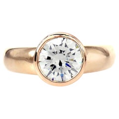 Vintage 1.73 Carat Diamond 14K Yellow Gold Solitaire Gypsy Ring