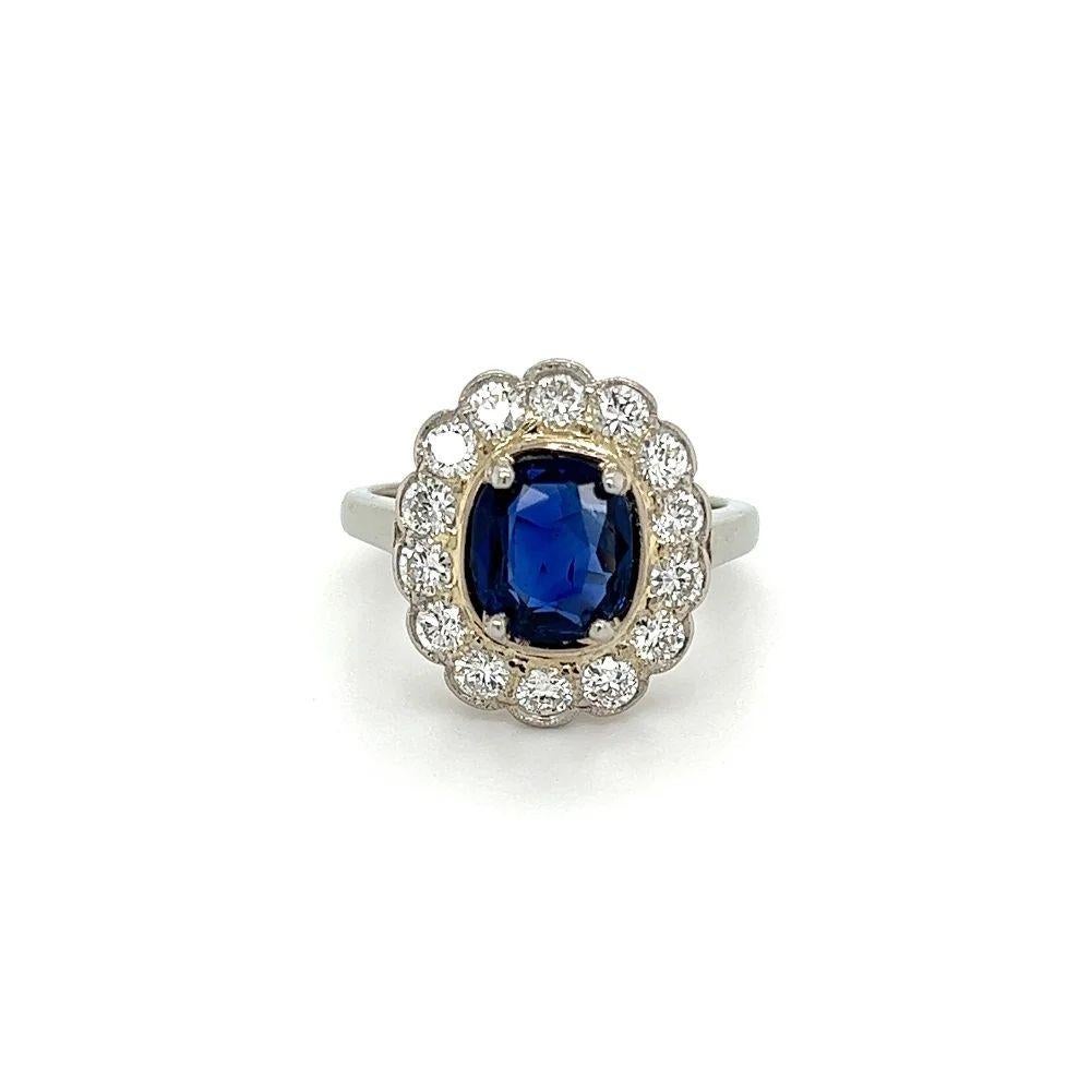 For Sale:  Vintage 1.73 Carat Oval NO HEAT GIA Sapphire and Diamond Gold Ring 2
