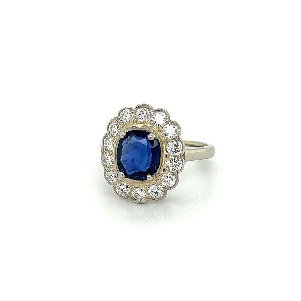 For Sale:  Vintage 1.73 Carat Oval NO HEAT GIA Sapphire and Diamond Gold Ring 4