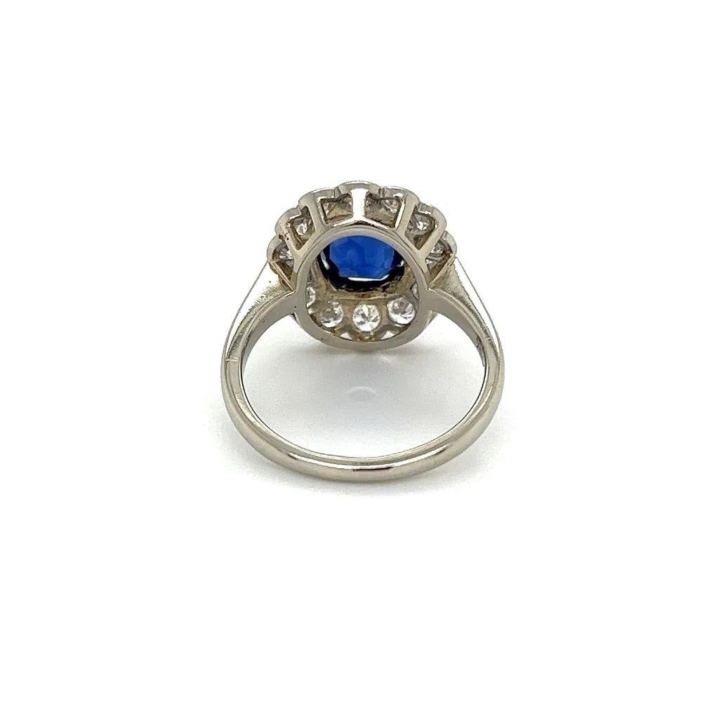 For Sale:  Vintage 1.73 Carat Oval NO HEAT GIA Sapphire and Diamond Gold Ring 5