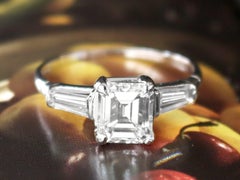 Vintage 1.75 Carat Asscher cut Diamond Solitaire Engagement Ring in White Gold