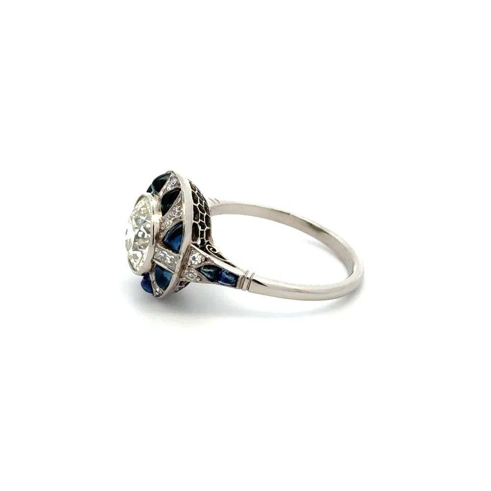 Women's Vintage 1.75 Carat Diamond and Sapphire Platinum Statement Cocktail Ring For Sale
