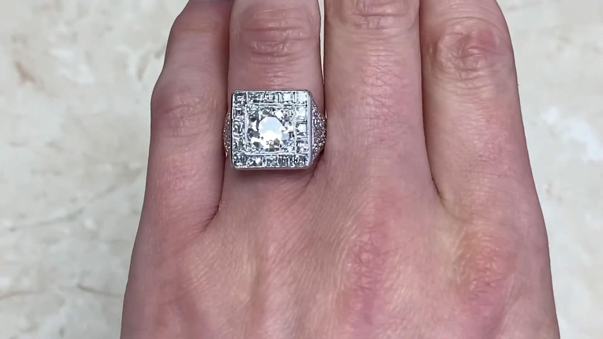 Old European Cut Vintage Old European Diamond Engagement Ring (Approx. 1.70-Carats), Platinum For Sale