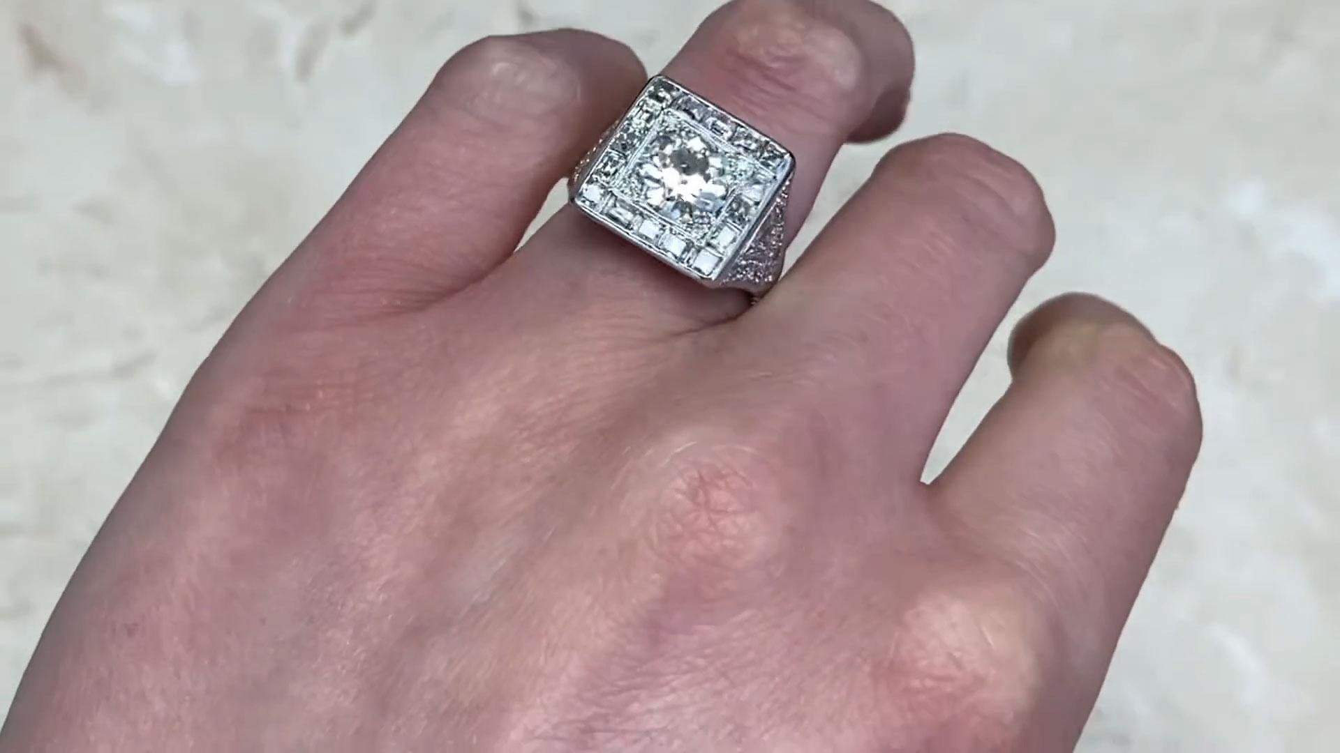 Vintage Old European Diamond Engagement Ring (Approx. 1.70-Carats), Platinum For Sale 1