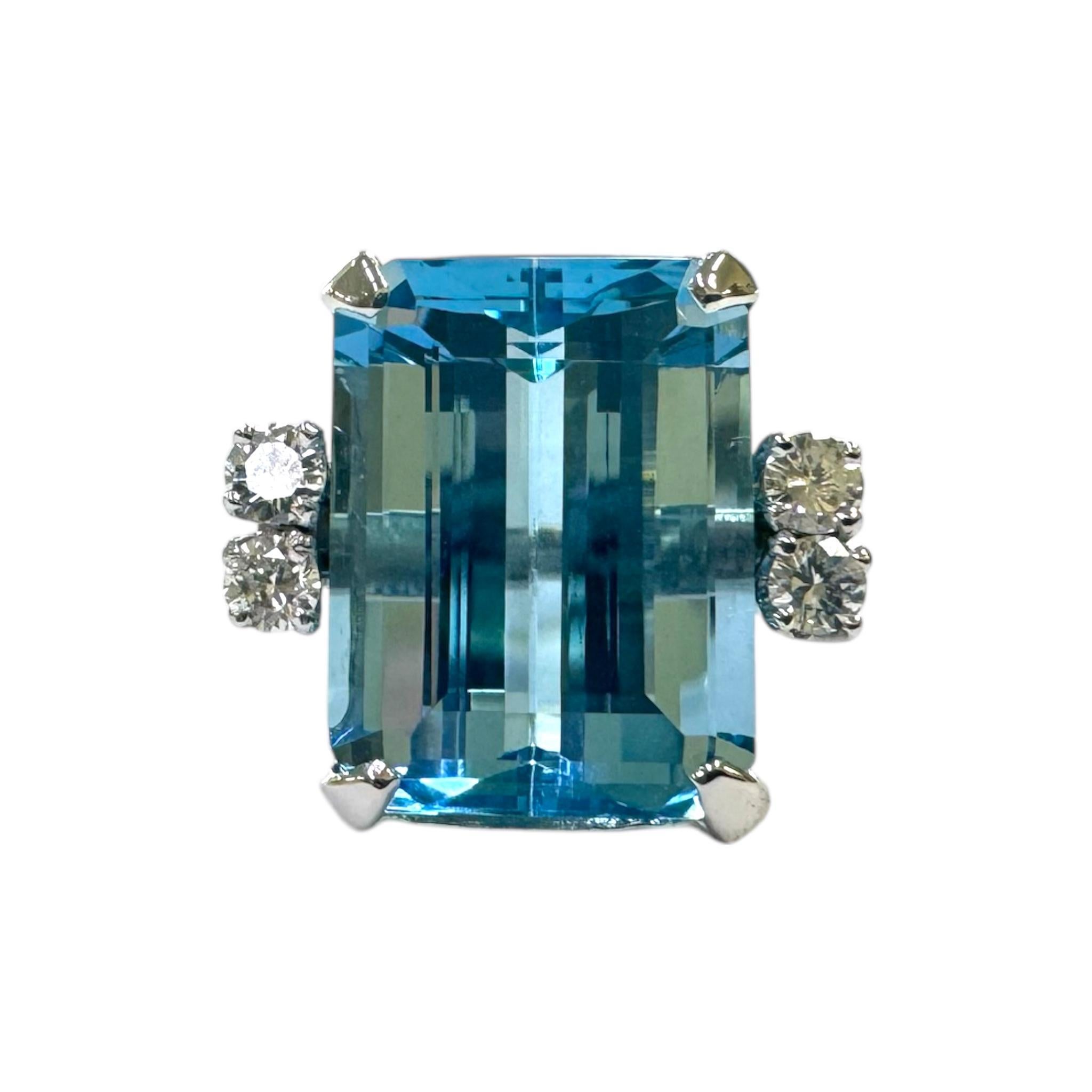 Anillo de cóctel vintage de aguamarina y diamantes Santa María de 17,5 quilates en venta 1