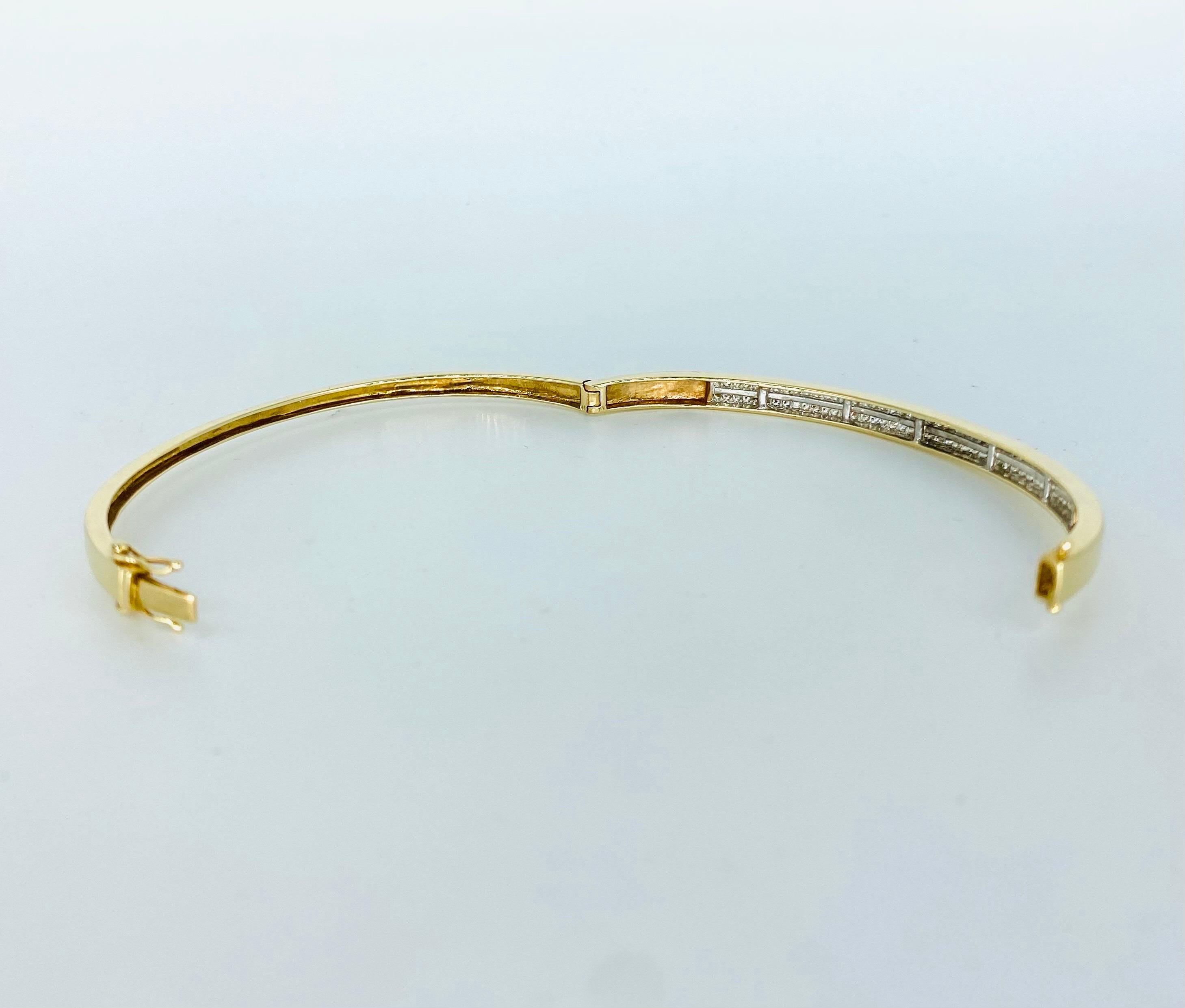 Vintage 1.75 Carat Two-Row Champagne Diamonds Bangle 14k Gold In Excellent Condition For Sale In Miami, FL