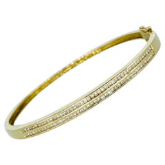 Vintage 1.75 Carat Two-Row Champagne Diamonds Bangle 14k Gold
