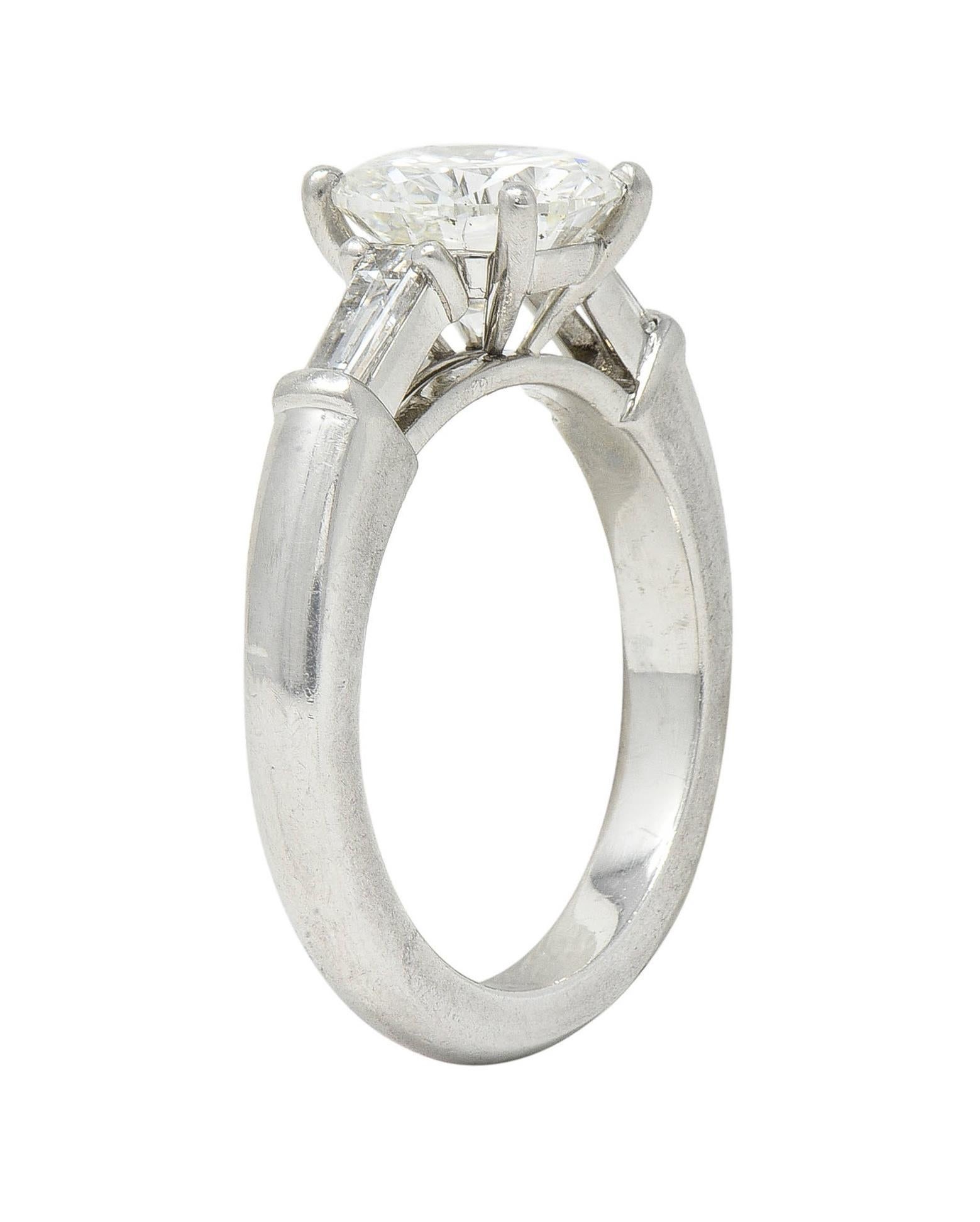 Vintage 1.75 CTW Transitional Cut Diamond Platinum Three Stone Engagement Ring 5