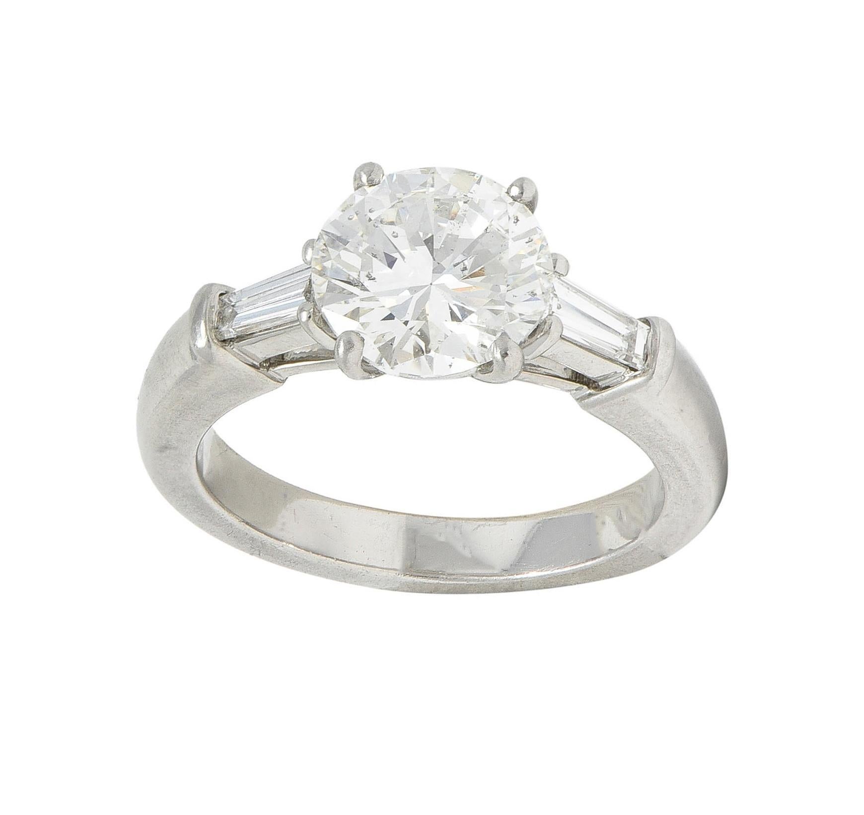 Vintage 1.75 CTW Transitional Cut Diamond Platinum Three Stone Engagement Ring 6