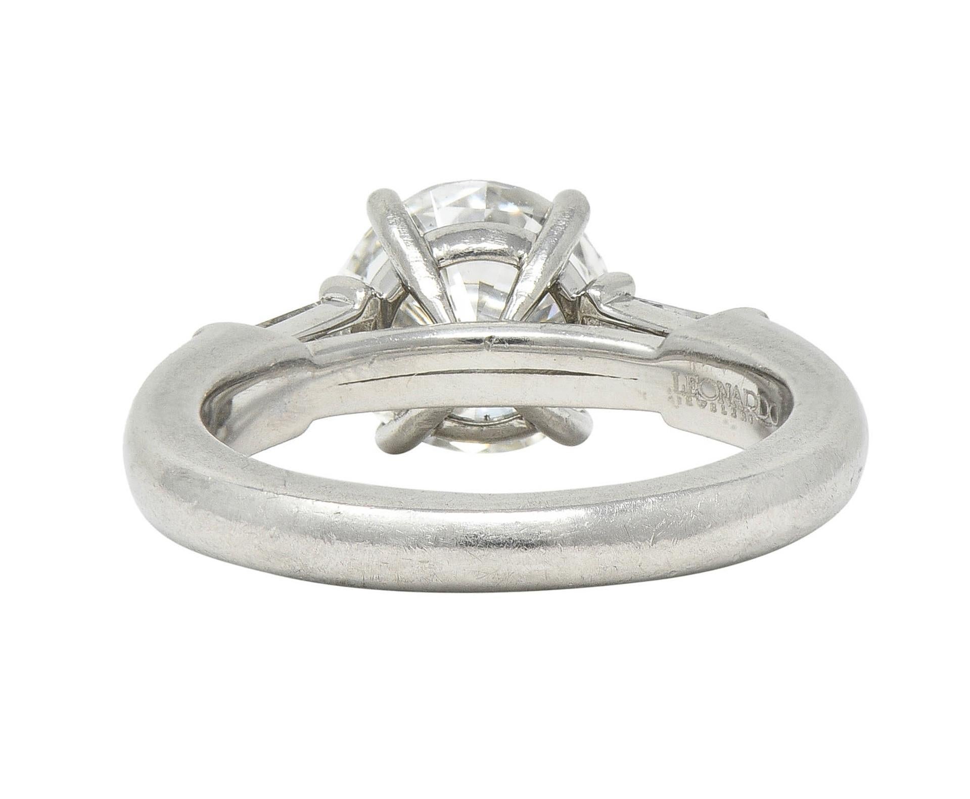 Vintage 1.75 CTW Transitional Cut Diamond Platinum Three Stone Engagement Ring 1