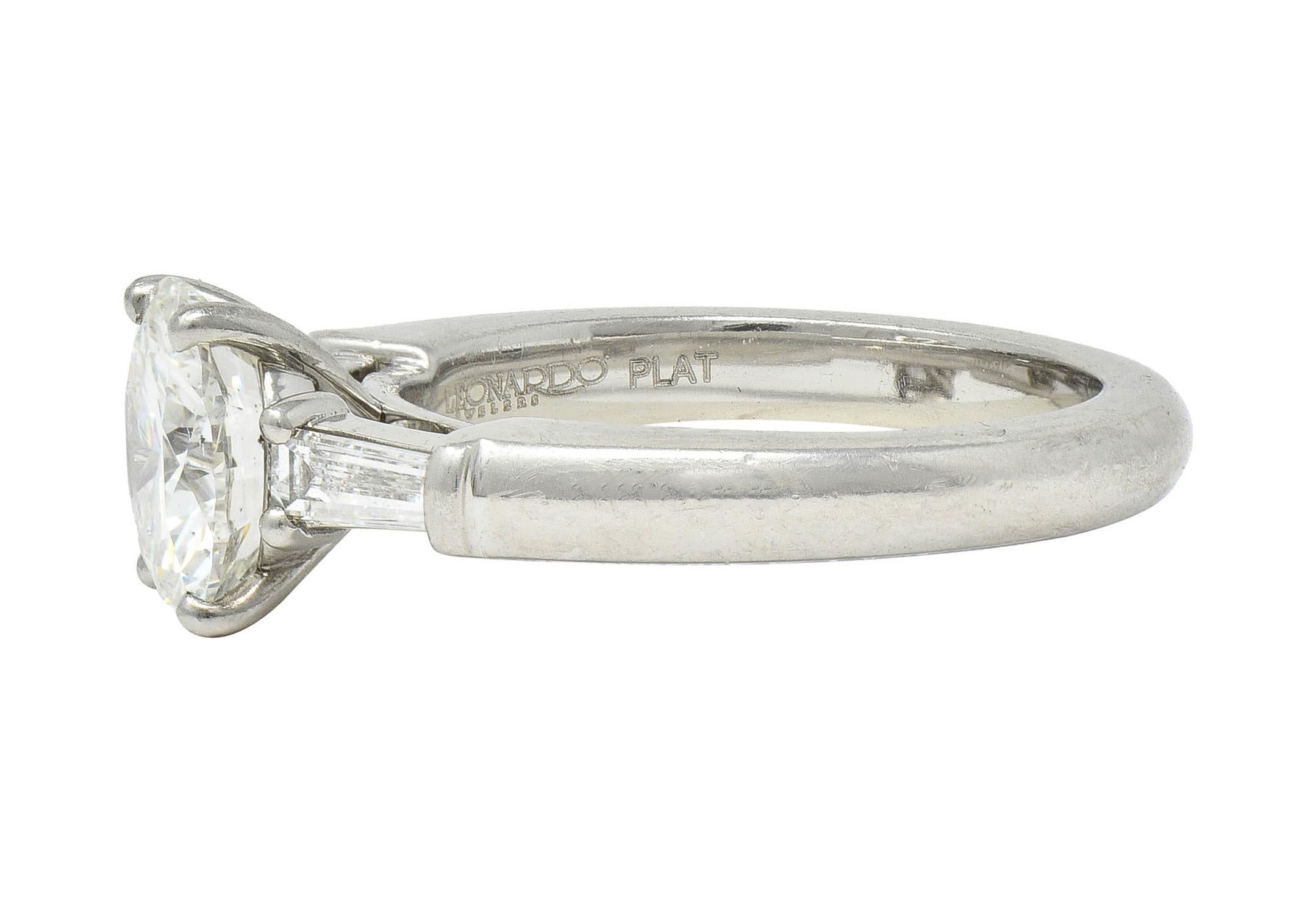 Vintage 1.75 CTW Transitional Cut Diamond Platinum Three Stone Engagement Ring 2
