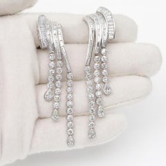 Orecchini a goccia vintage in platino e oro giallo 18 carati con diamante da 17,50 carati