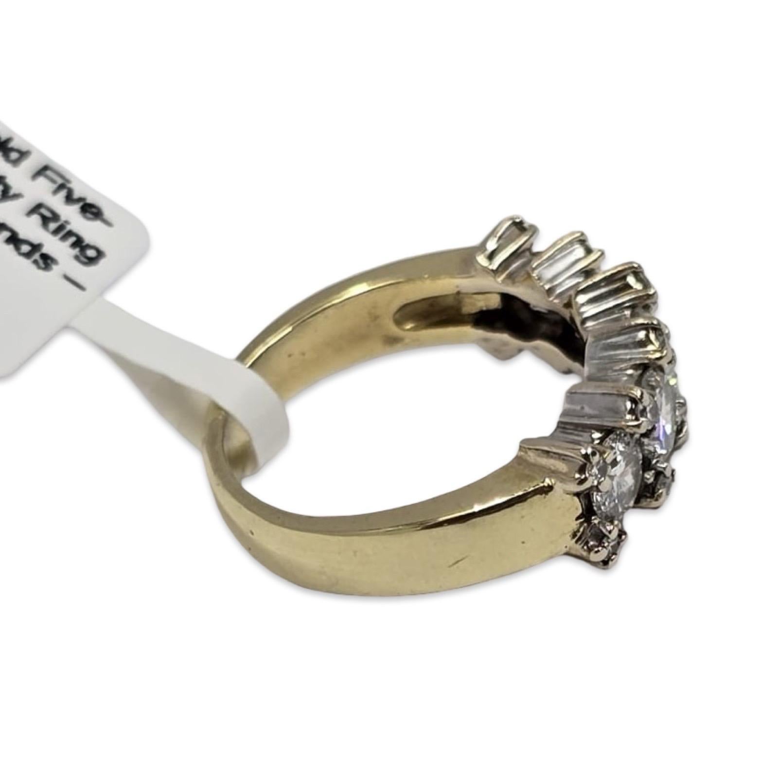 Vintage 1,75ctw Diamant Fünf-Stein-Halb-Ewigkeit Ring in 18K Gold Damen im Angebot