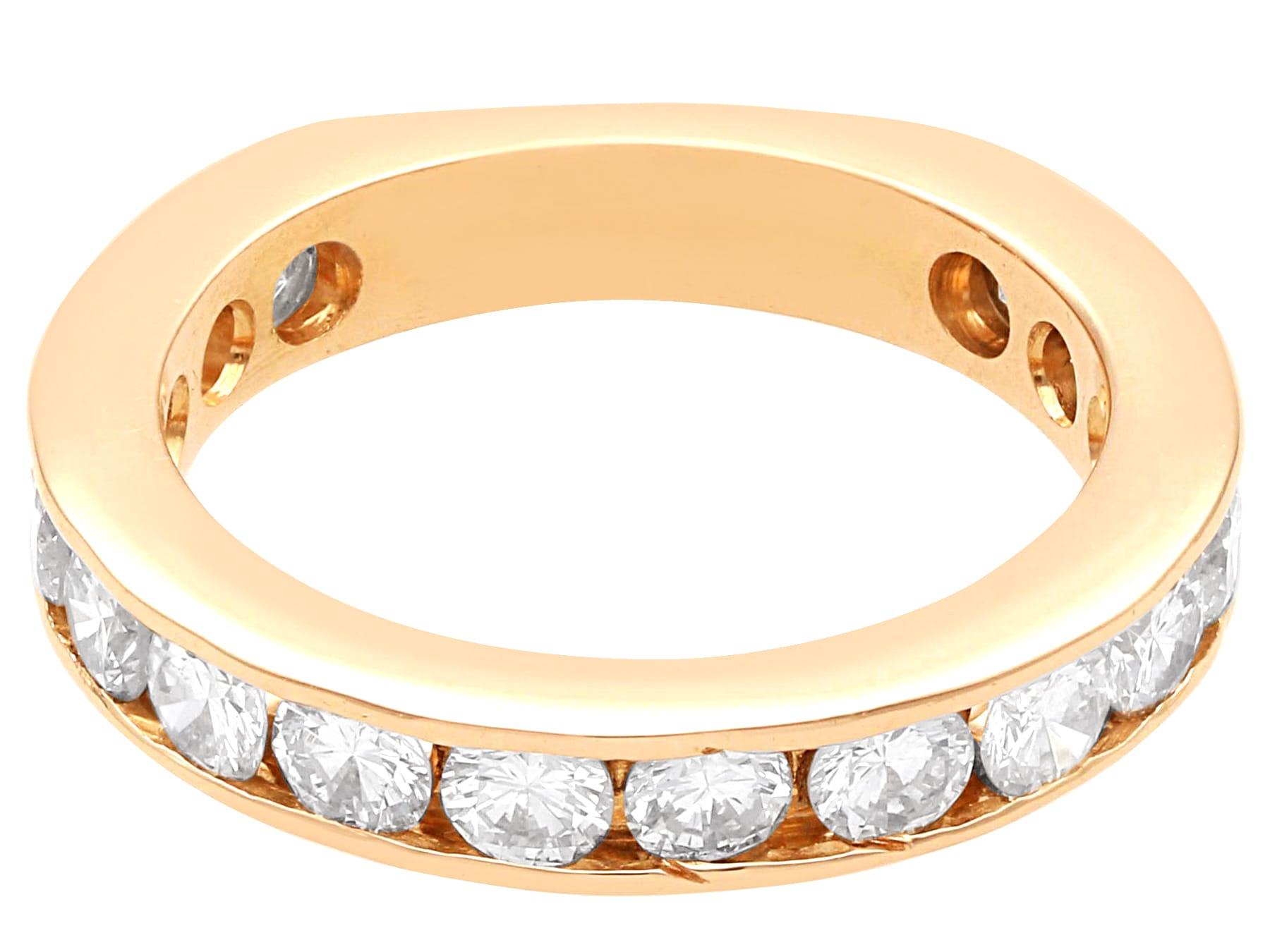 Round Cut Vintage 1.76 Carat Diamond and 18k Rose Gold Three Quarter Eternity Ring For Sale